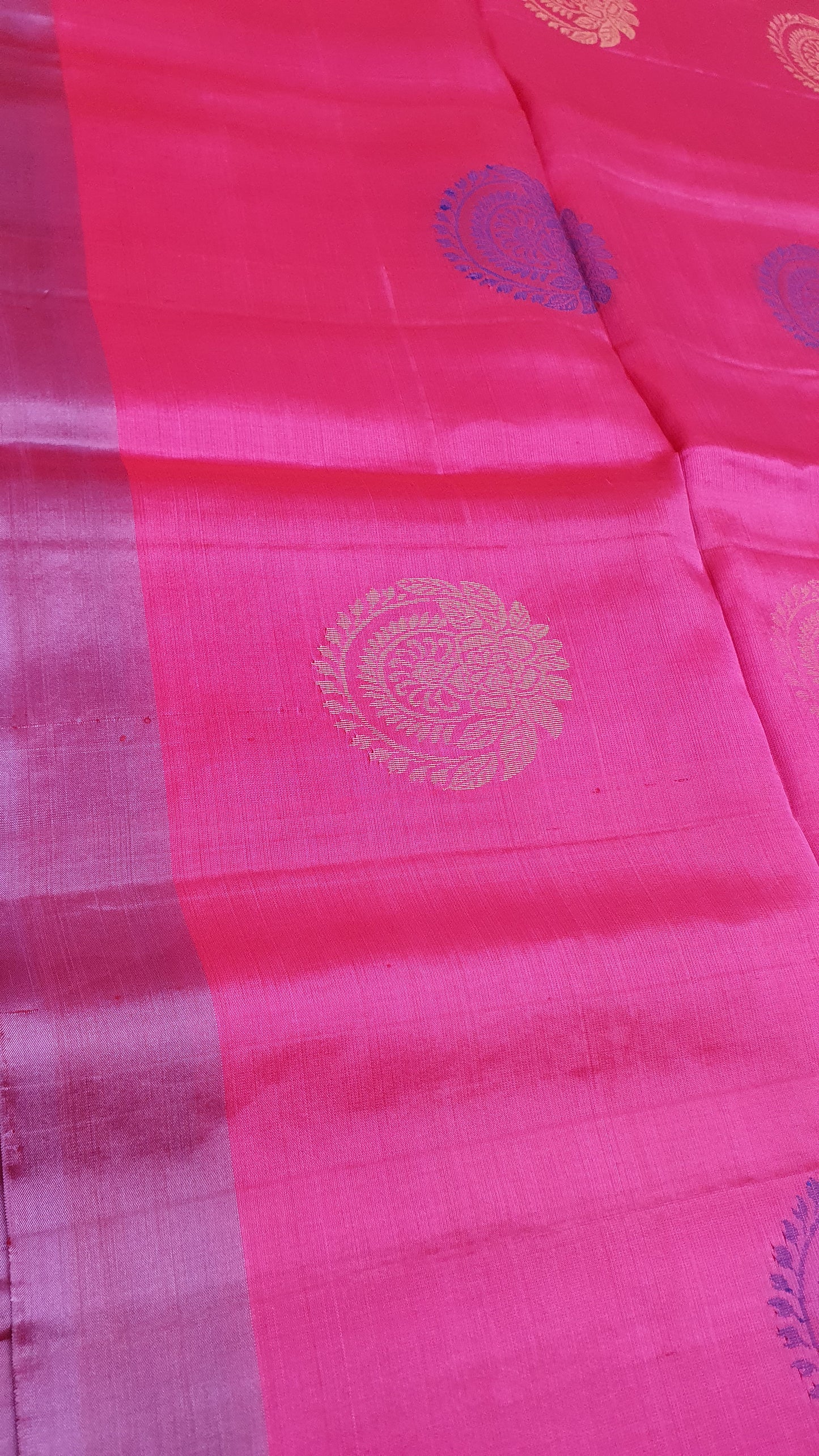 HOT PINK & LILAC KANJIPURAM SOFT SILK