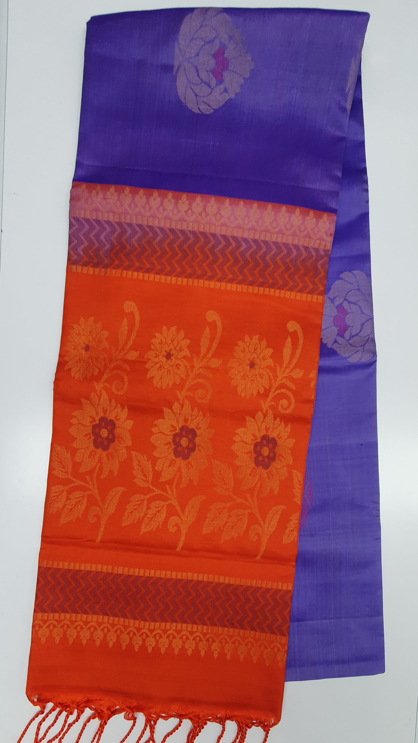 PURPLE & ORANGE KANJIPURAM SOFT SILK