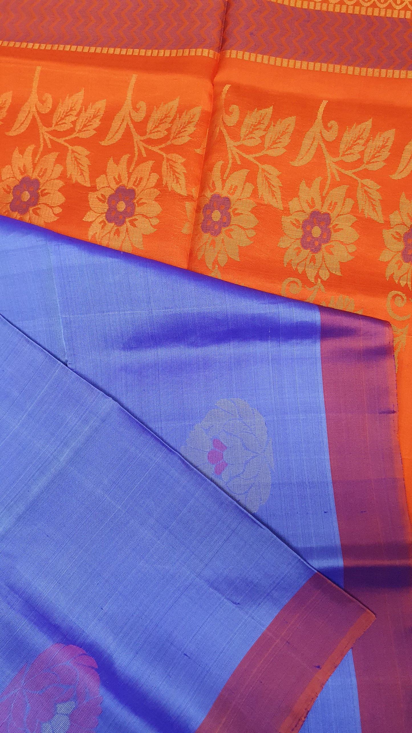 PURPLE & ORANGE KANJIPURAM SOFT SILK