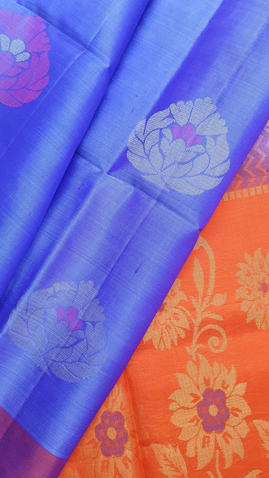 PURPLE & ORANGE KANJIPURAM SOFT SILK