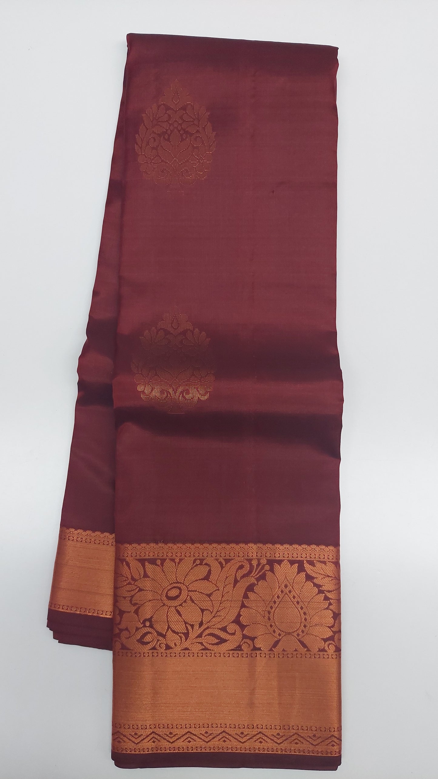 MAROON KANJIPURAM WITH COPPER ZARI