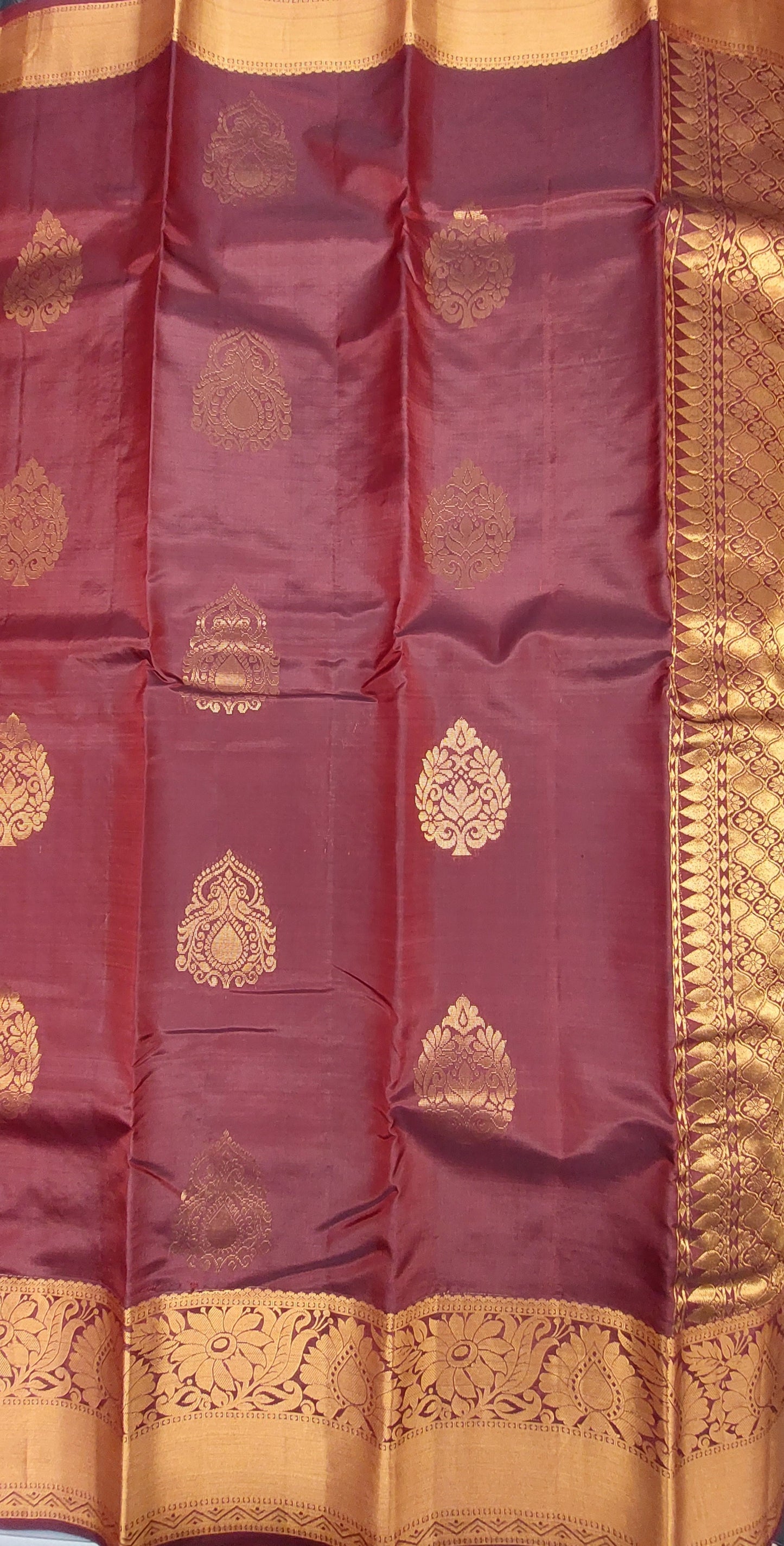 MAROON KANJIPURAM WITH COPPER ZARI