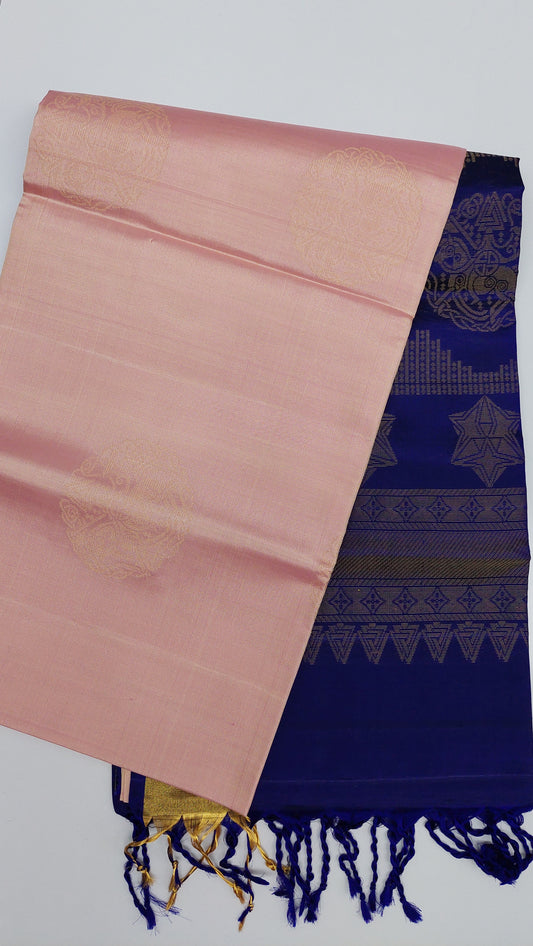 ROSE PINK PURE KANJIPURAM SOFT SILK