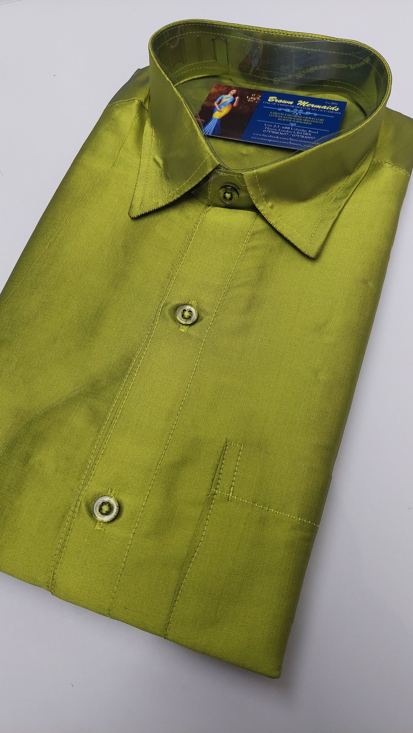 PARROT GREEN SILK SHIRT
