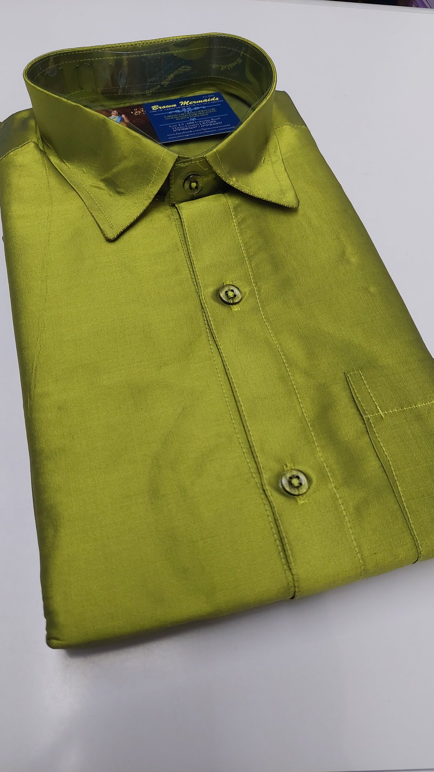 PARROT GREEN SILK SHIRT