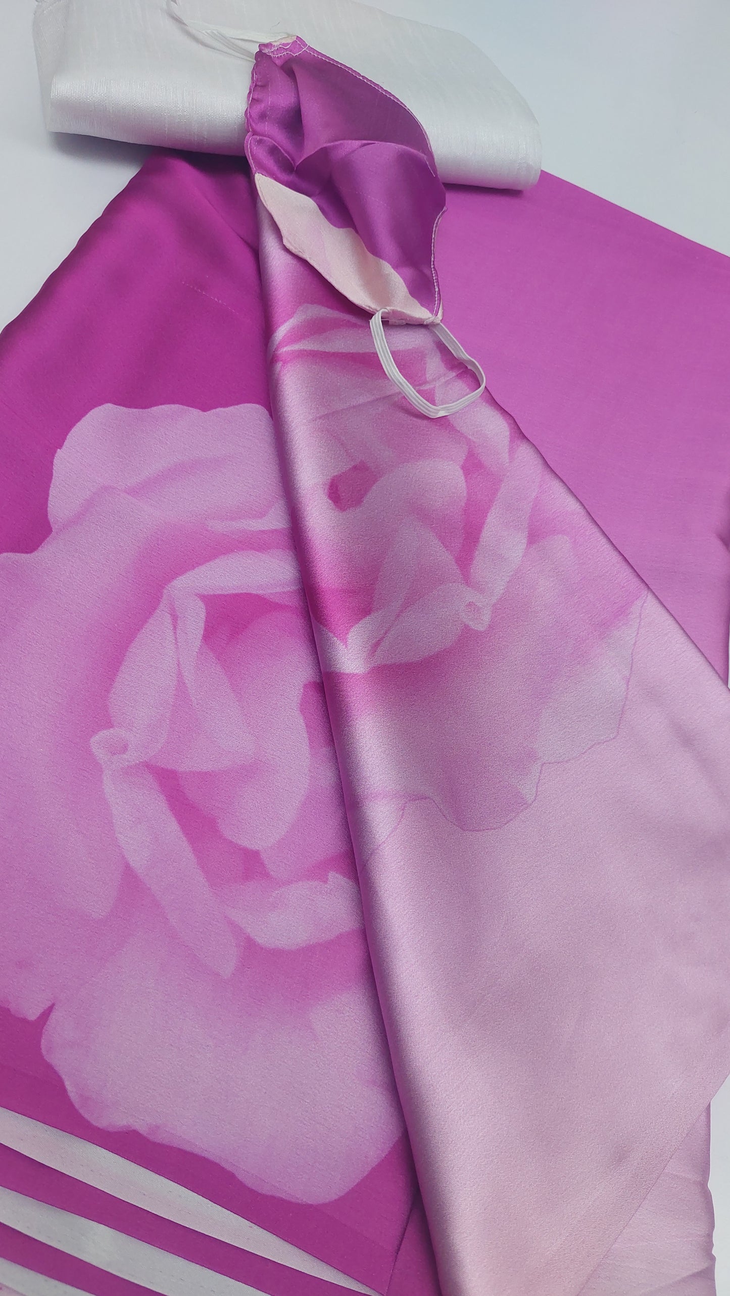 ROSE PRINT SATIN SAREE