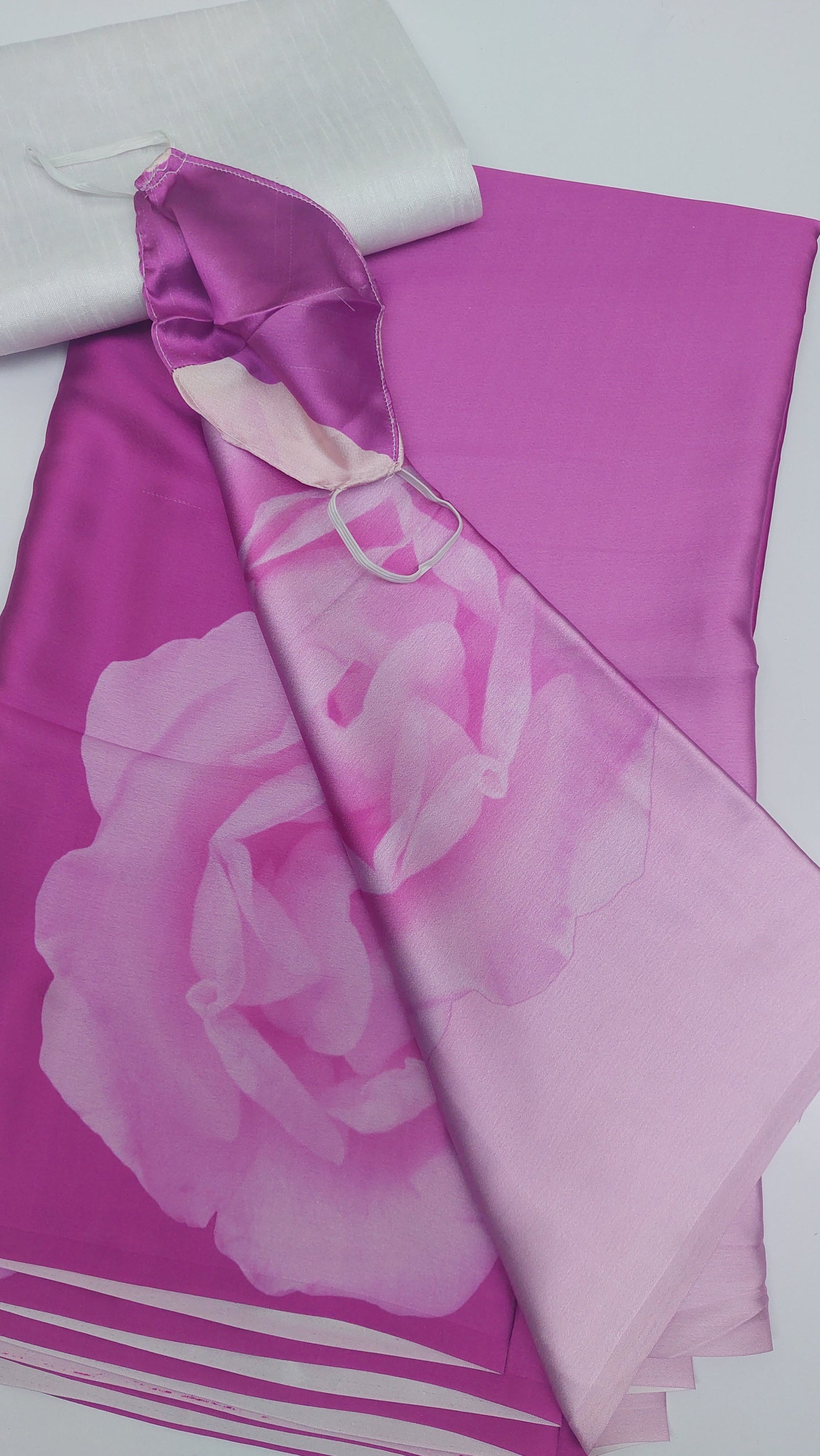 ROSE PRINT SATIN SAREE