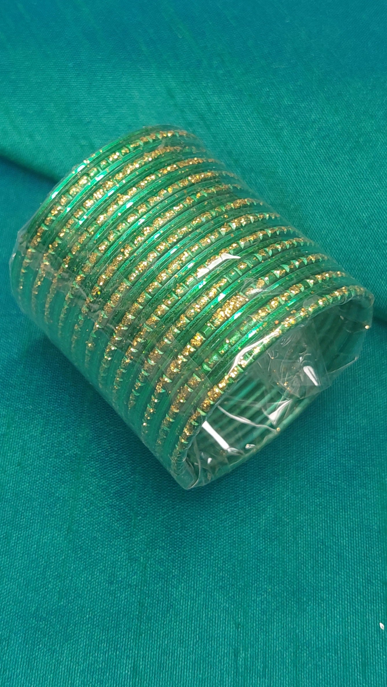 GREEN & GLITTER BANGLES SIZE 1.0