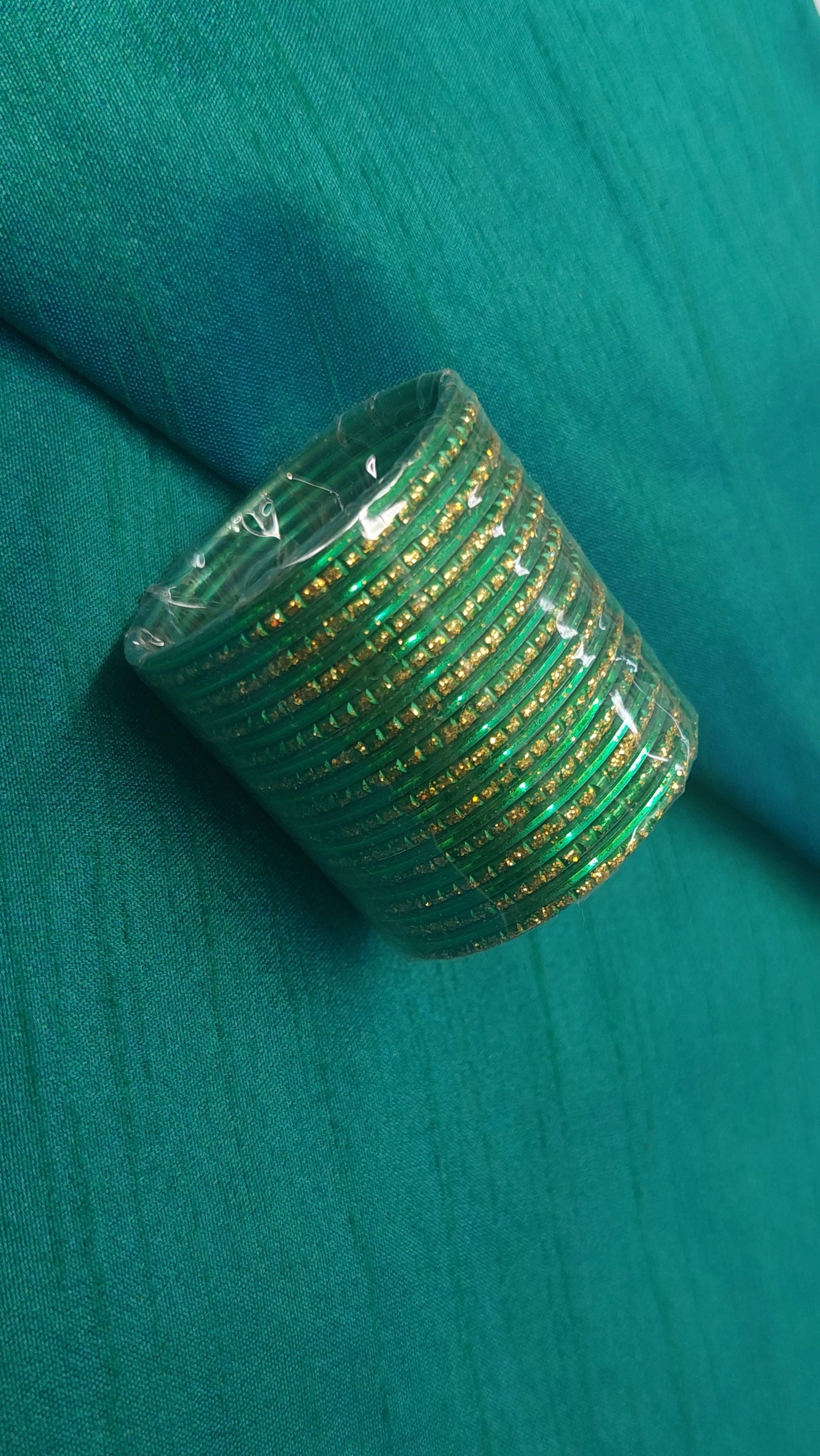 GREEN & GLITTER BANGLES SIZE 1.0