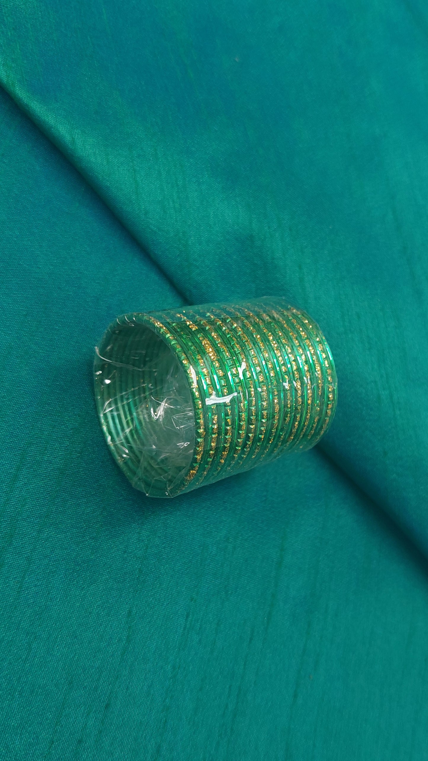 GREEN & GLITTER BANGLES SIZE 1.0