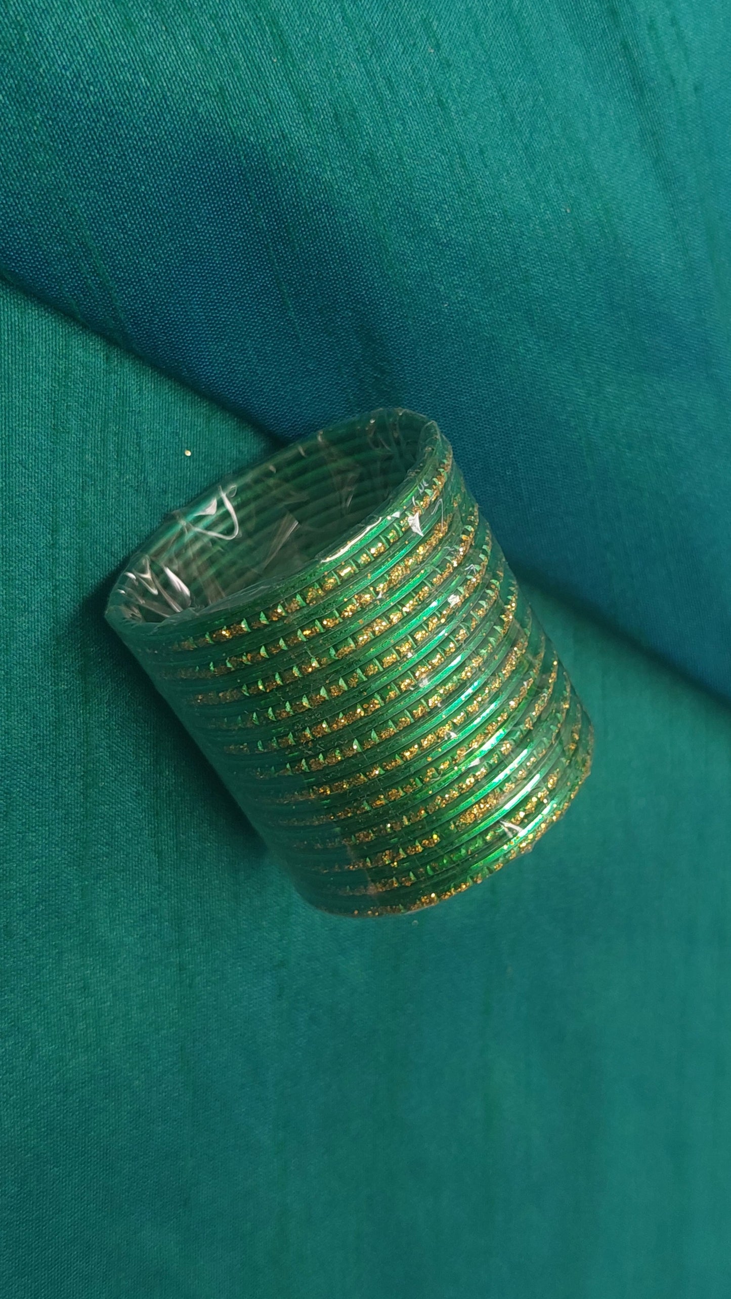 GREEN & GLITTER BANGLES SIZE 1.0