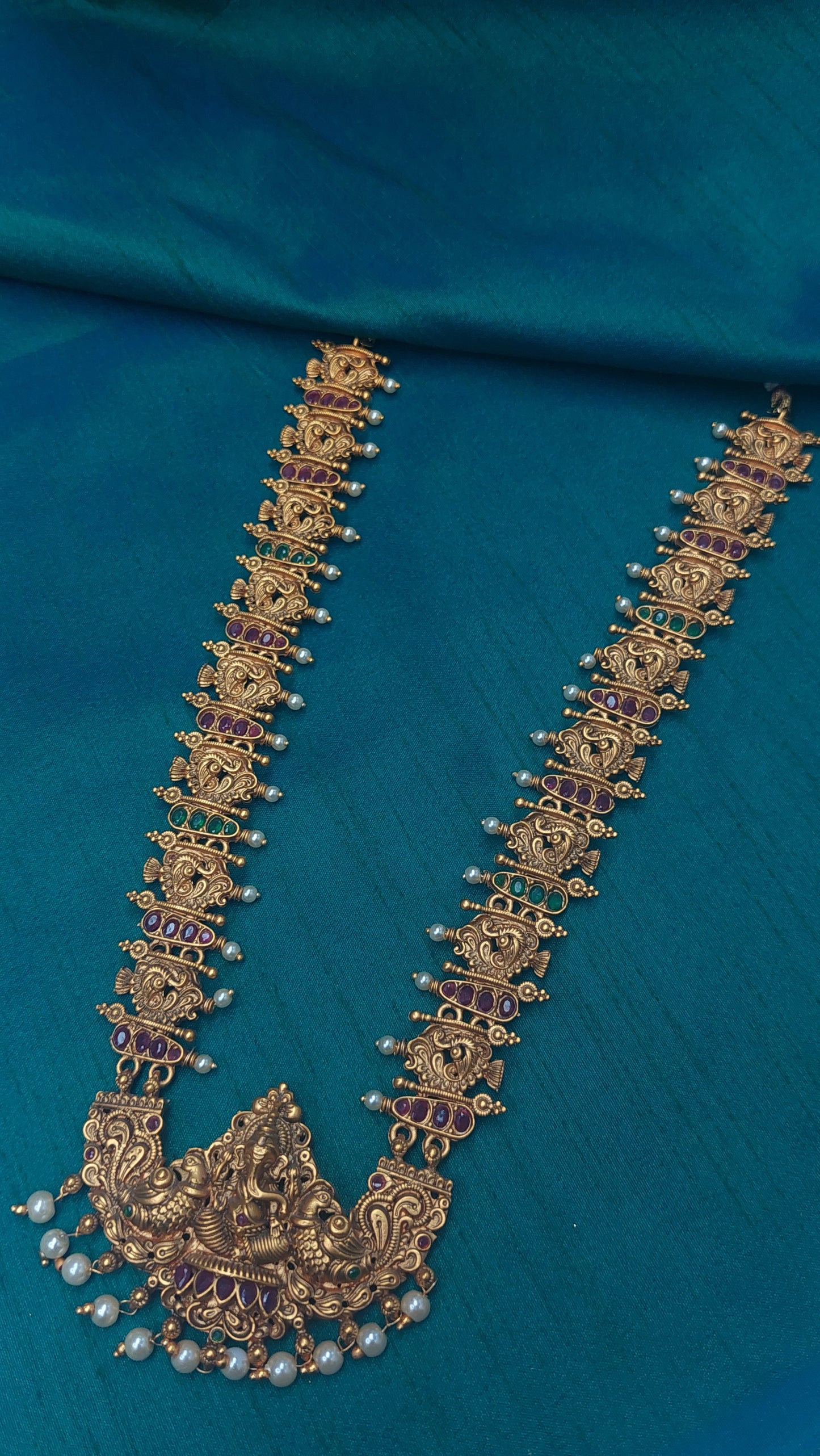 ANTIQUE LONG HARAM WITH GANESH PENDANT