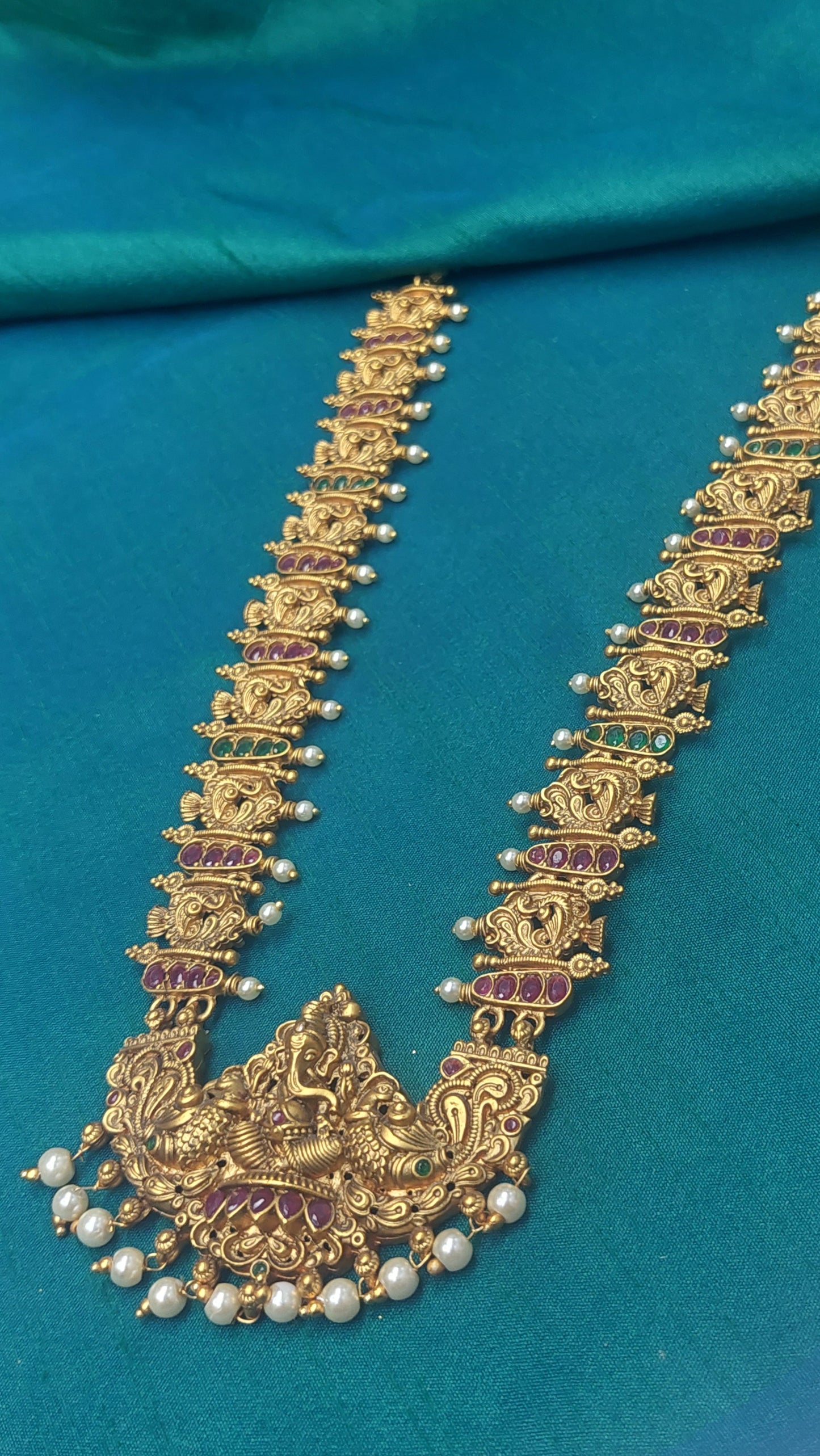 ANTIQUE LONG HARAM WITH GANESH PENDANT