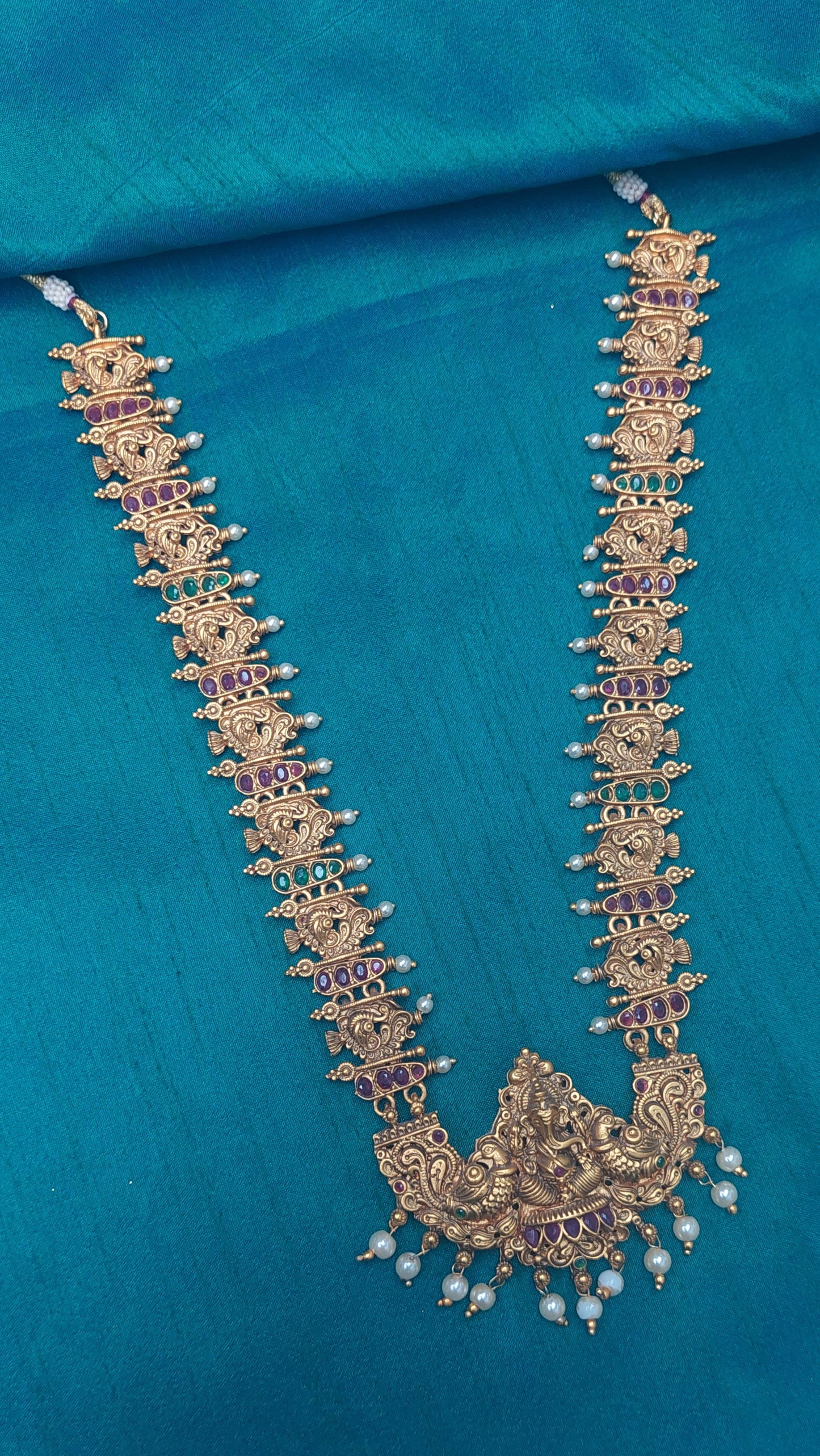 ANTIQUE LONG HARAM WITH GANESH PENDANT