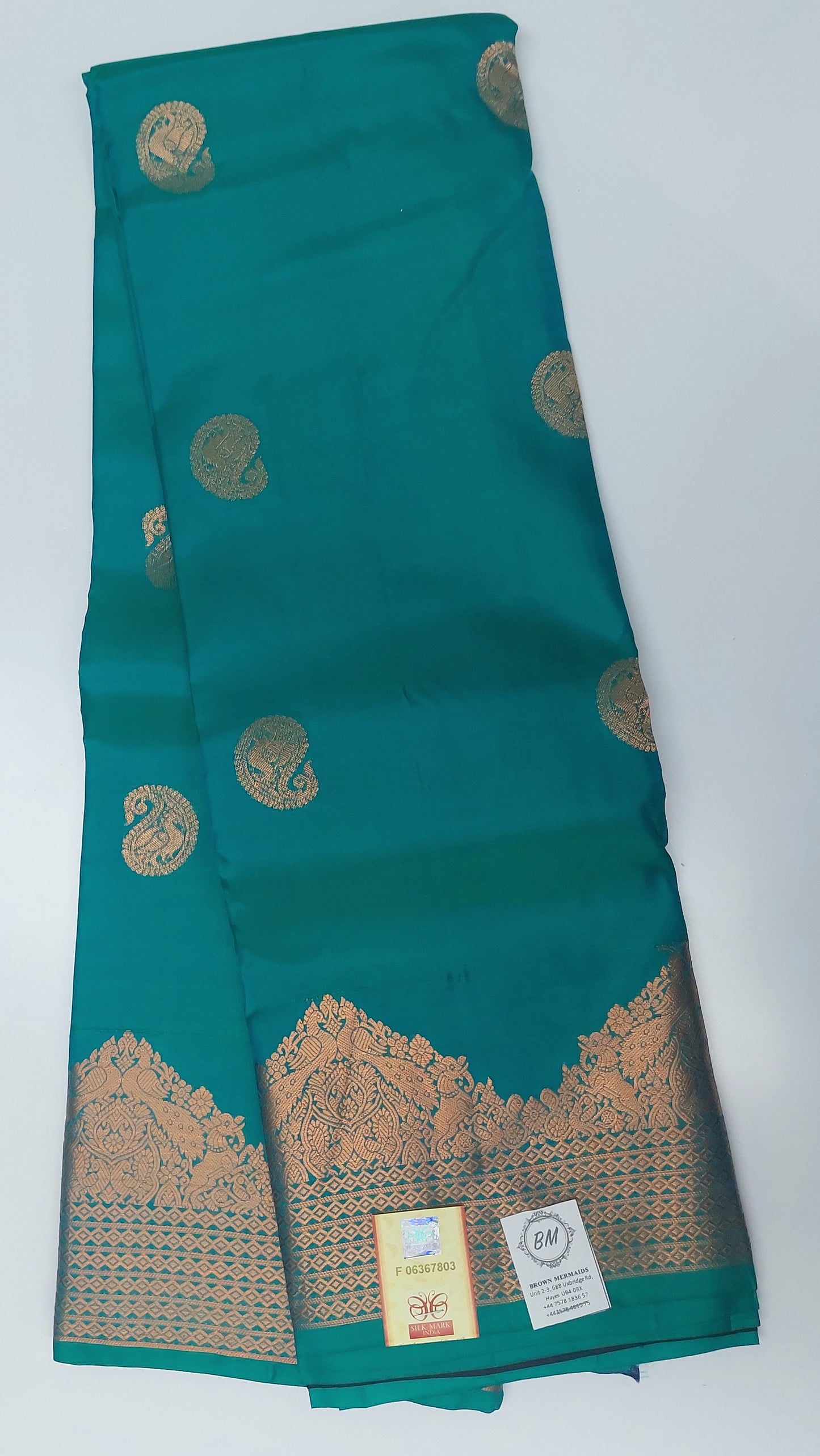 PACIFIC BLUE & DARK PLUM KANJIPURAM