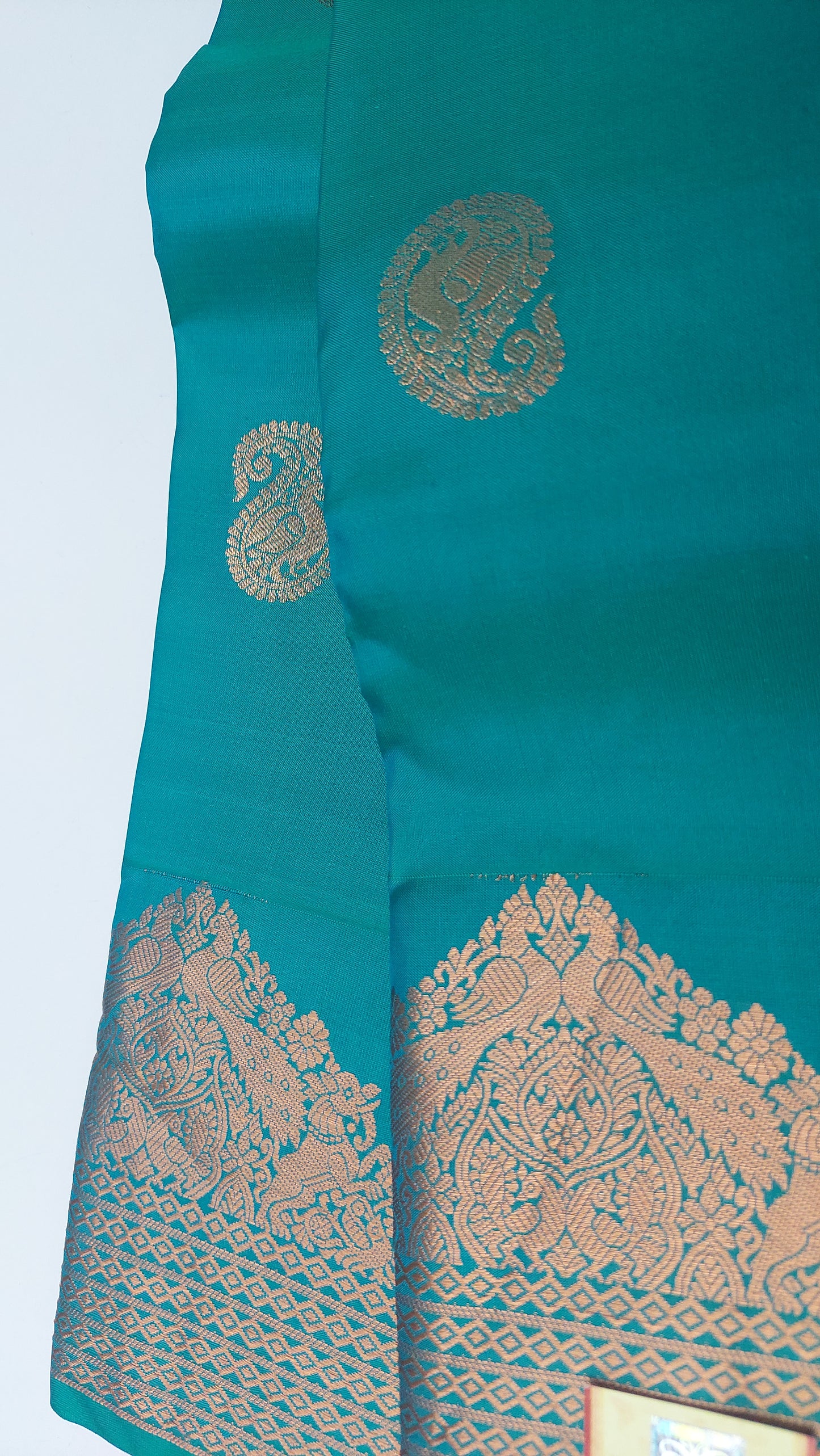 PACIFIC BLUE & DARK PLUM KANJIPURAM
