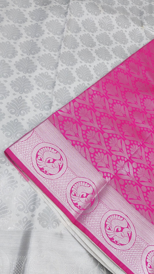 WHITE & HOT PINK SILK