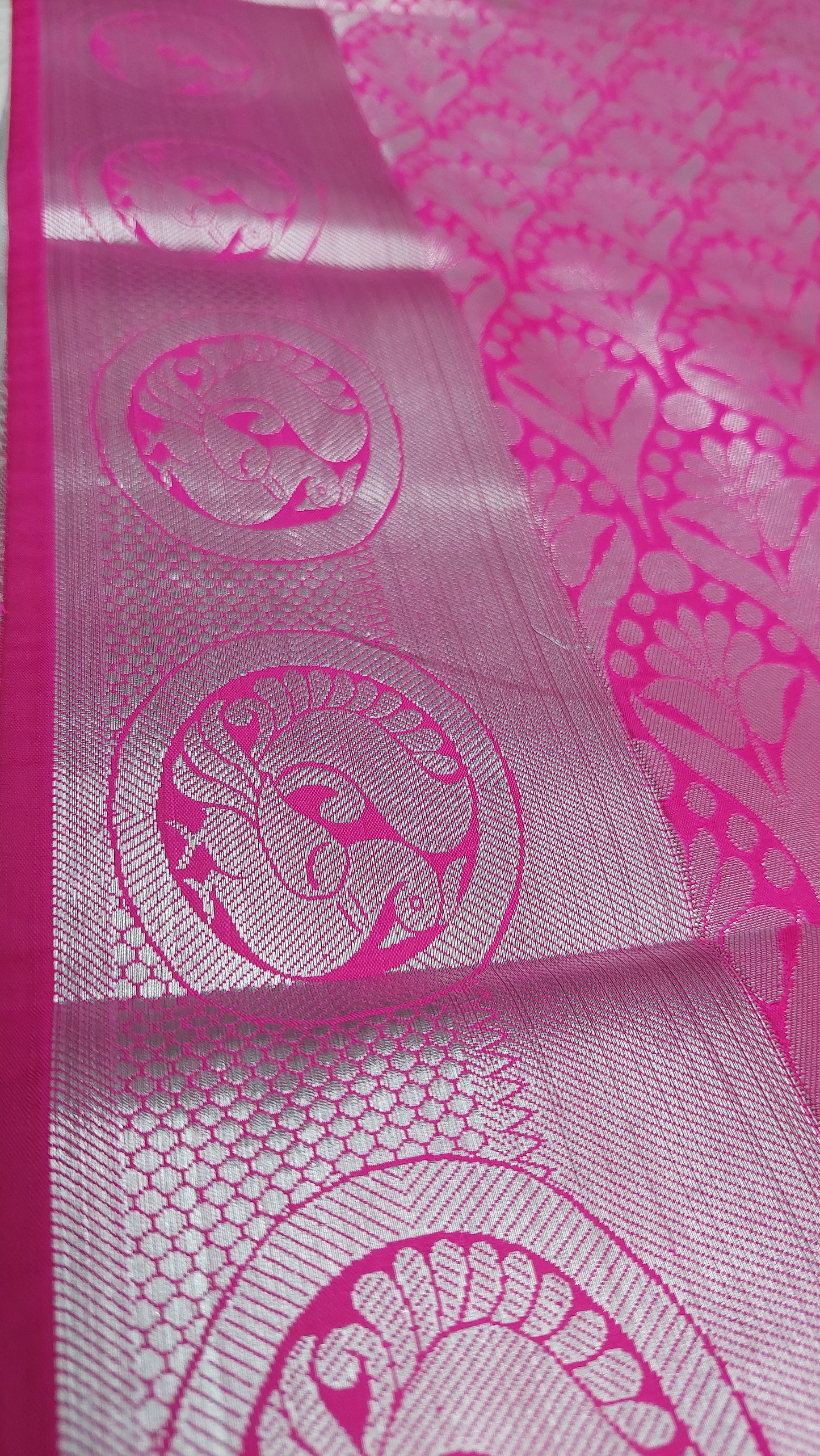 WHITE & HOT PINK SILK