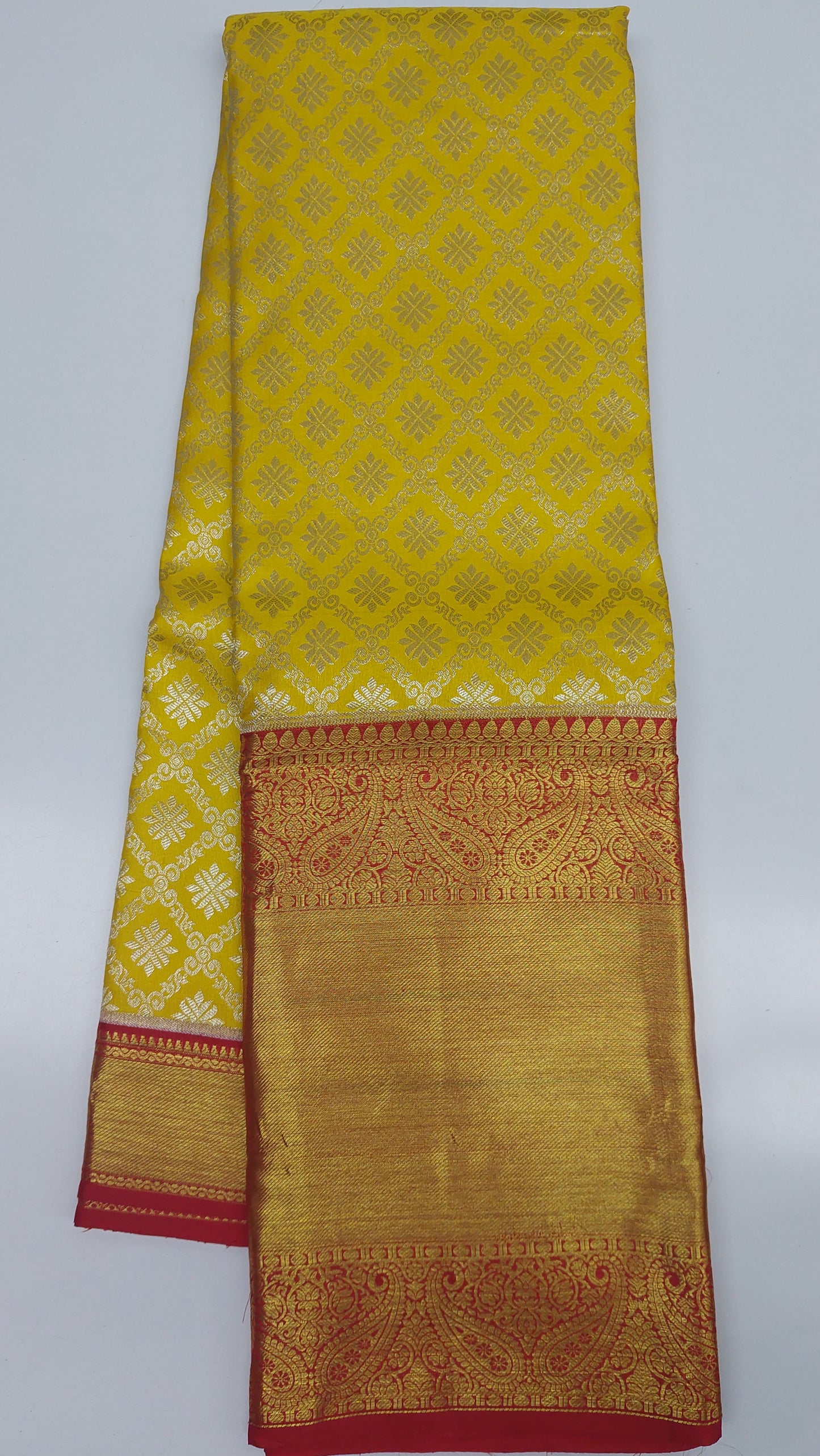 YELLOW & RED KANJIPURAM