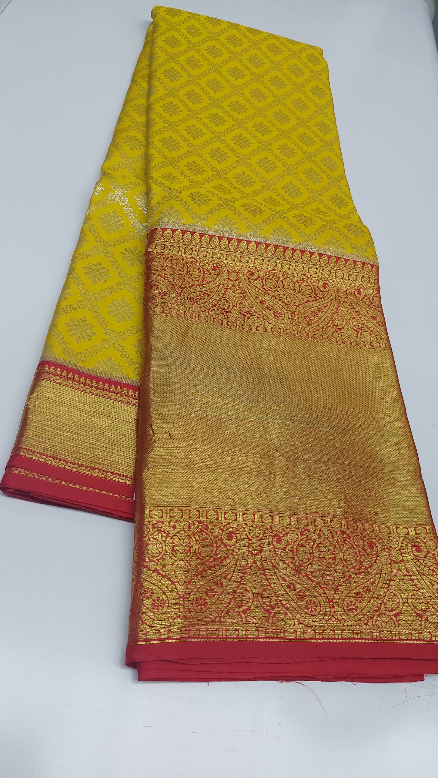 YELLOW & RED KANJIPURAM