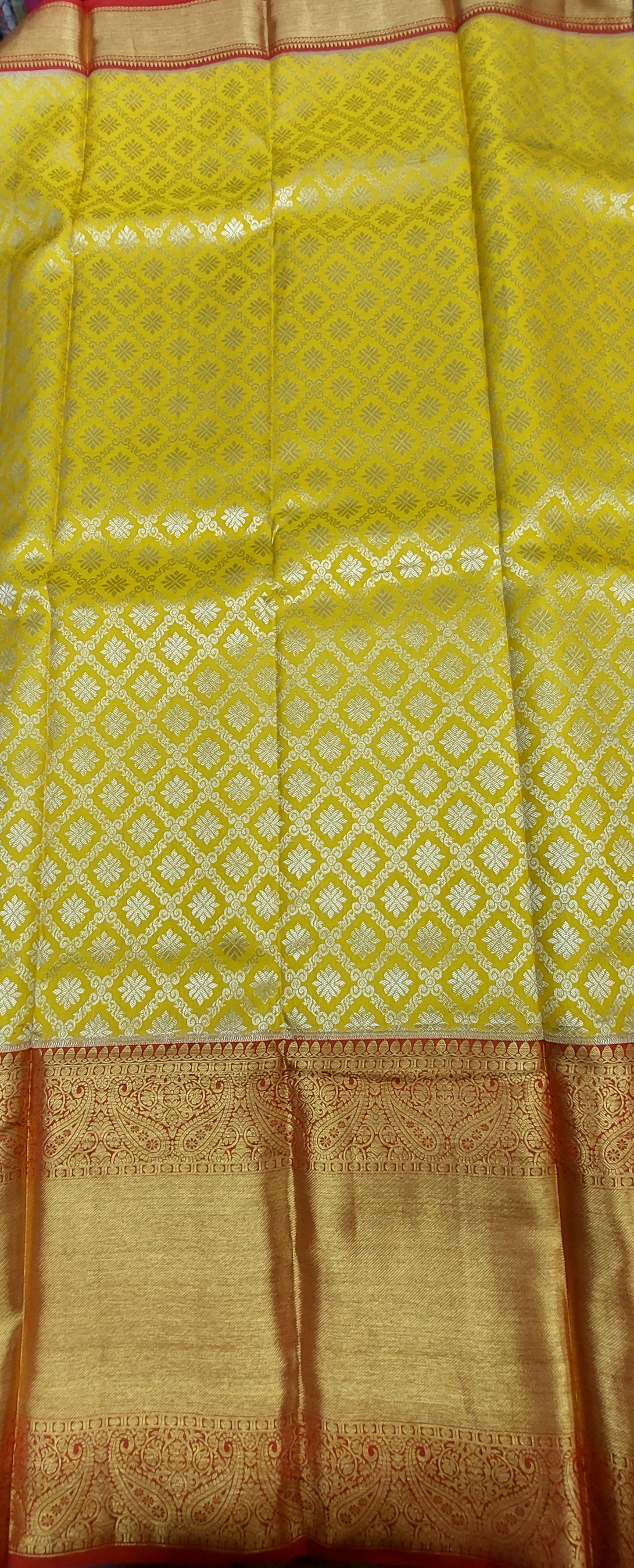 YELLOW & RED KANJIPURAM