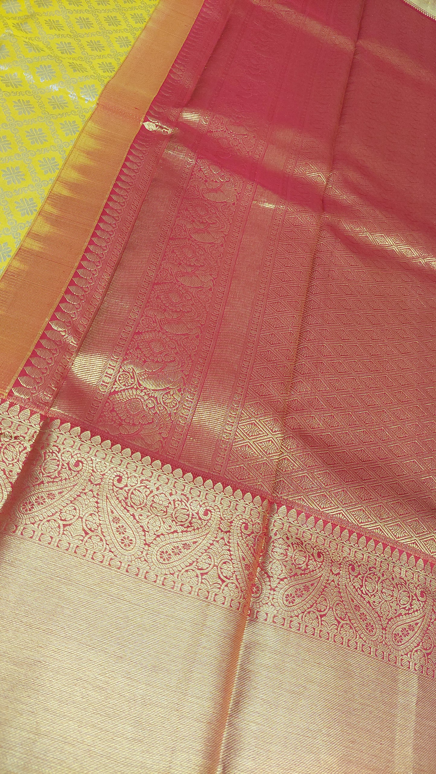YELLOW & RED KANJIPURAM