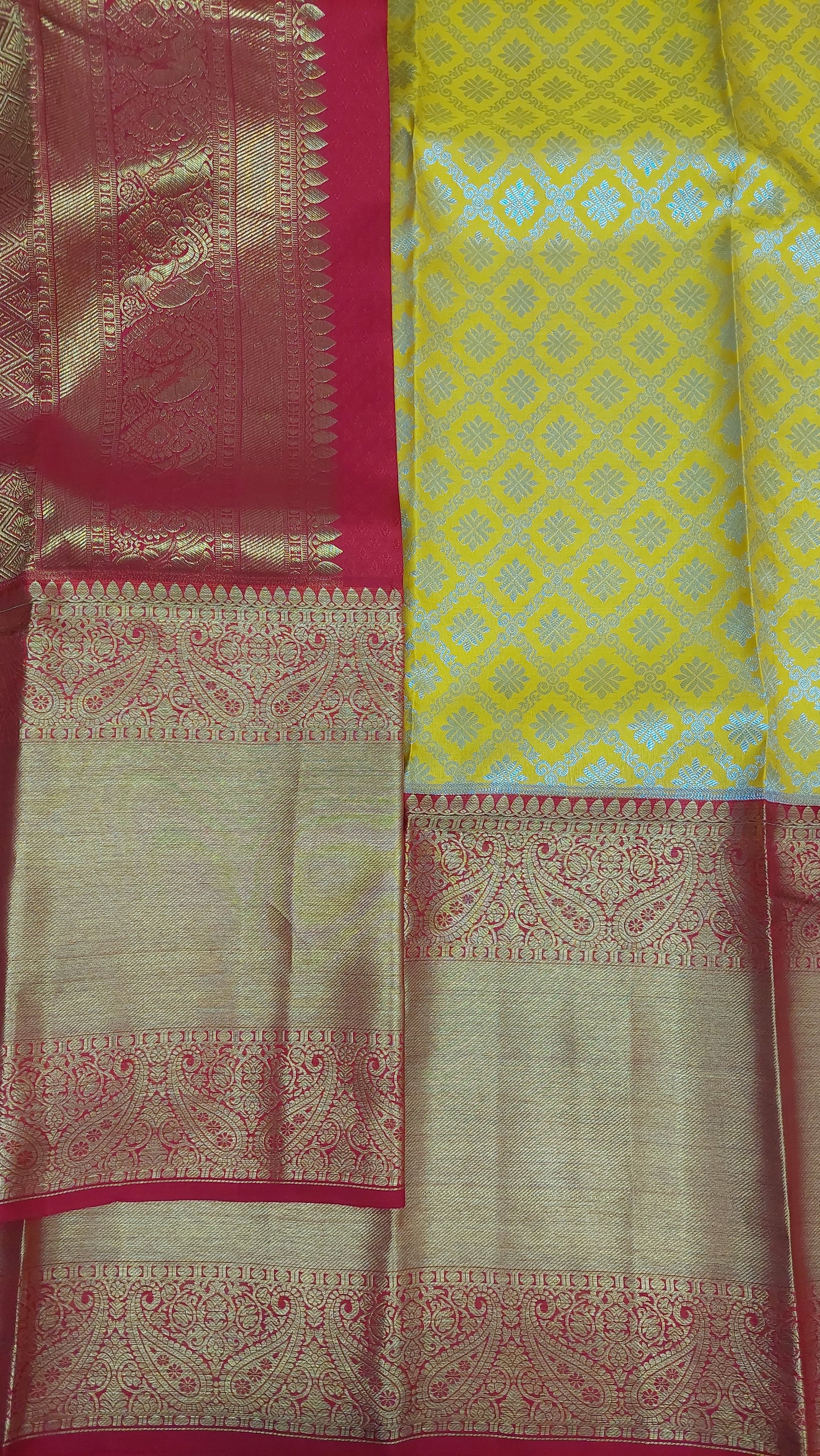 YELLOW & RED KANJIPURAM