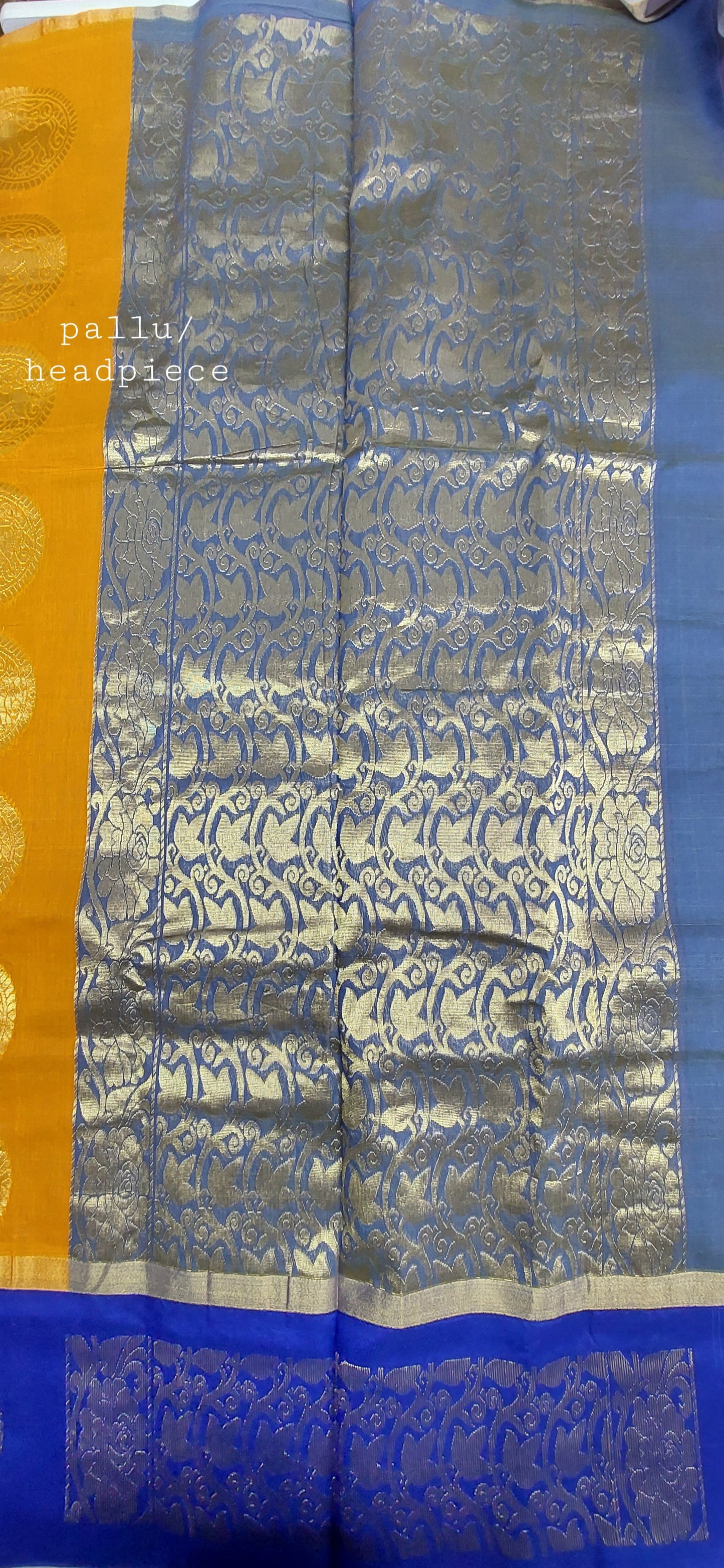 ORANGE & ROYAL BLUE COTTON SAREE