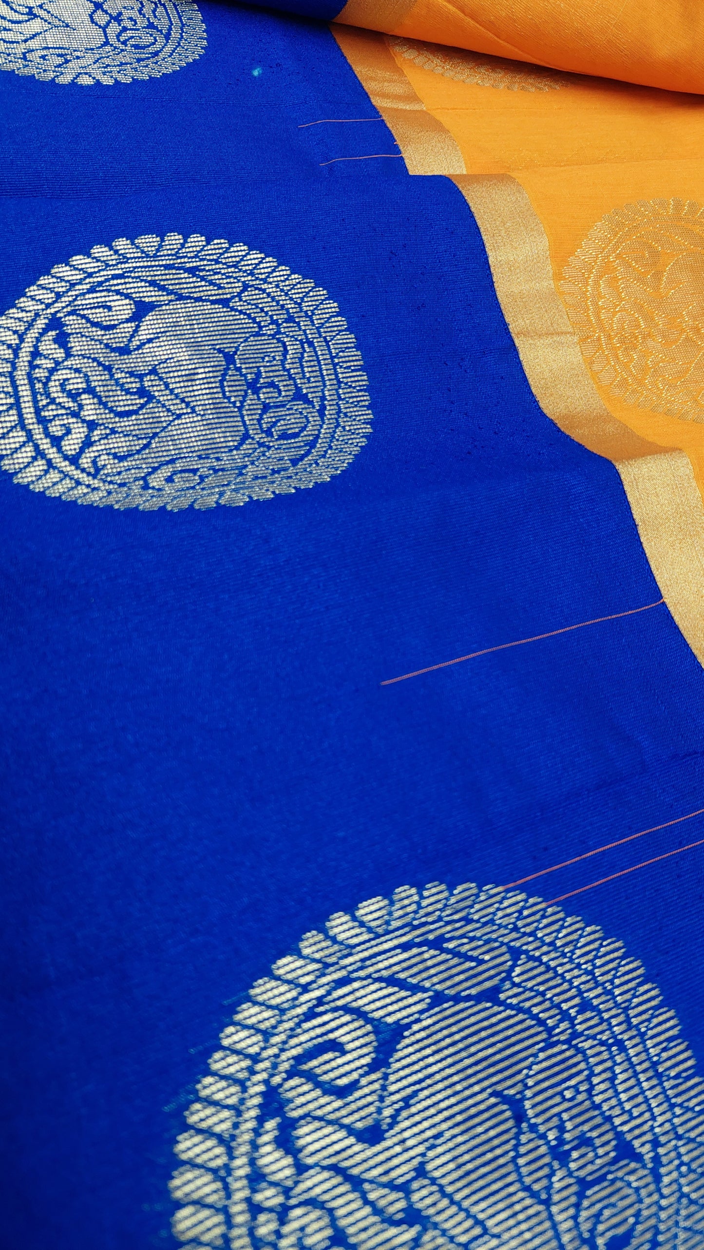ORANGE & ROYAL BLUE COTTON SAREE