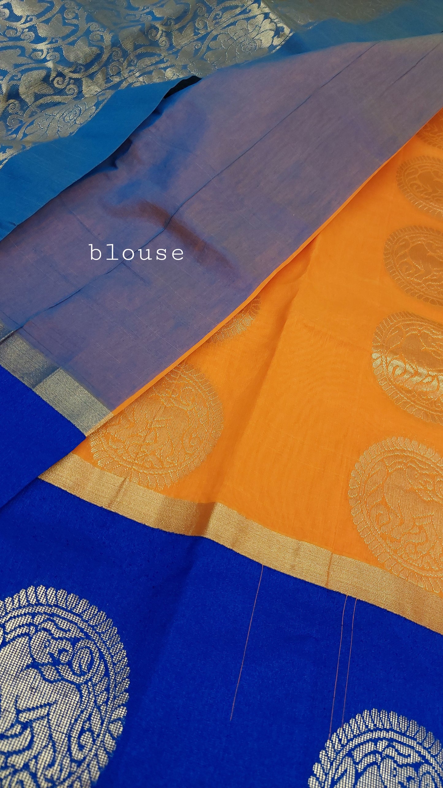 ORANGE & ROYAL BLUE COTTON SAREE