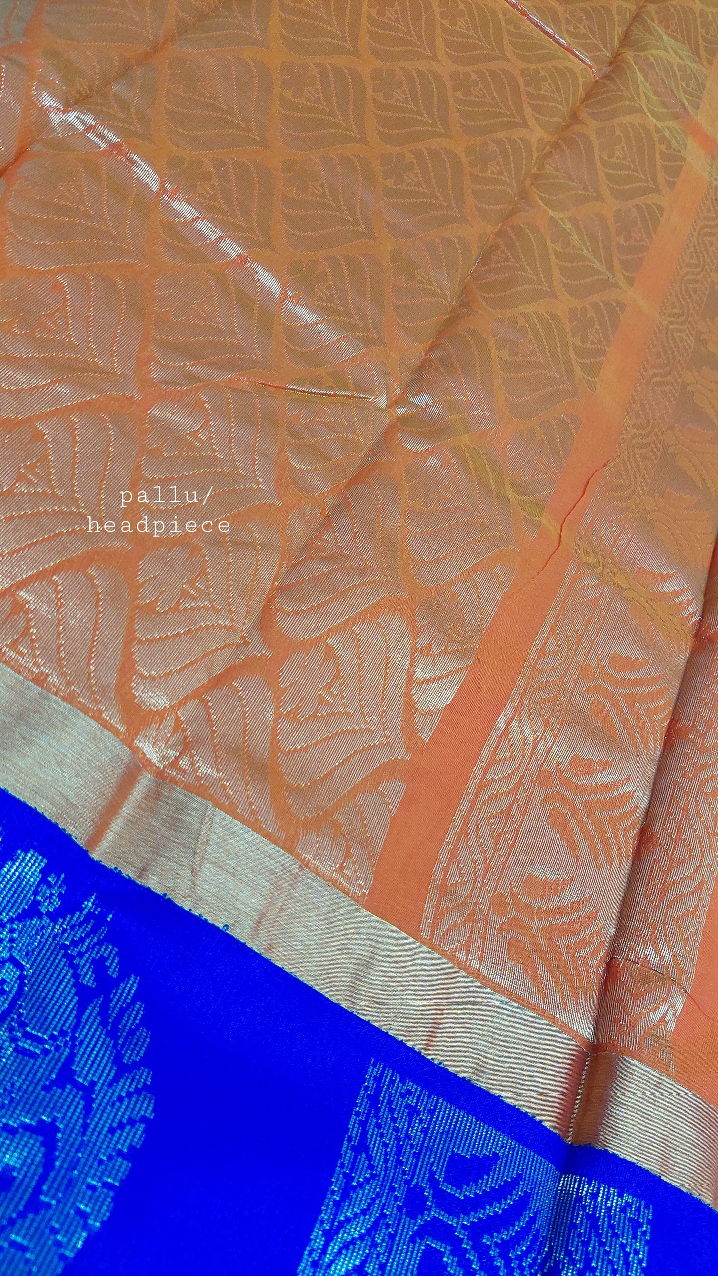 ORANGE COTTON SAREE WITH BLUE BORDER