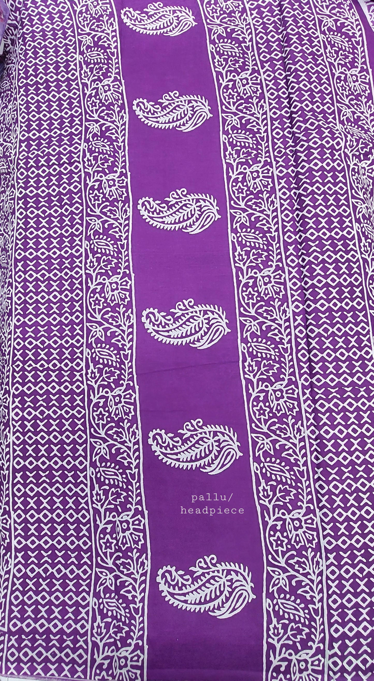 GREEN & PURPLE BLOCK PRINT SAREE