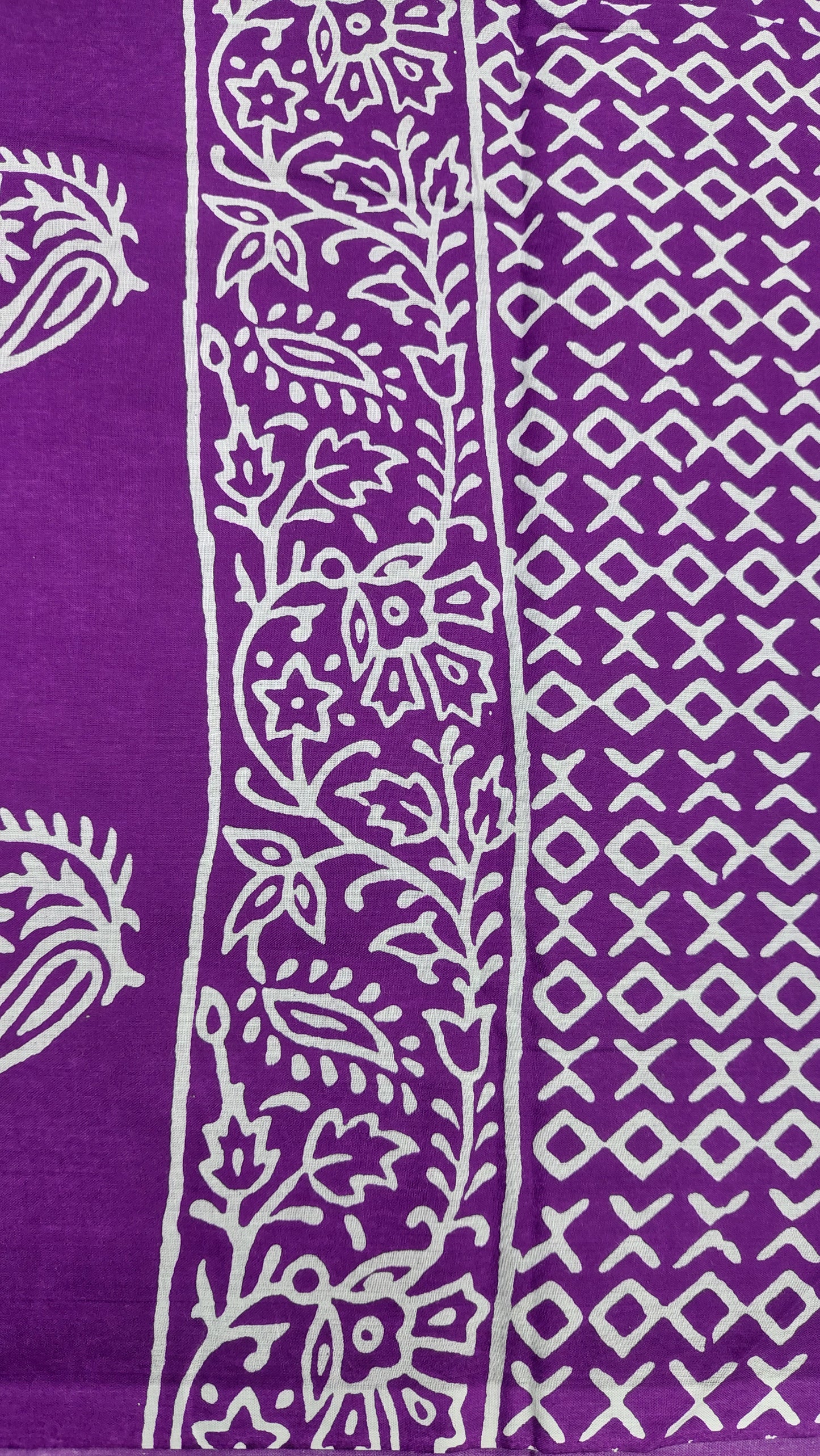 GREEN & PURPLE BLOCK PRINT SAREE