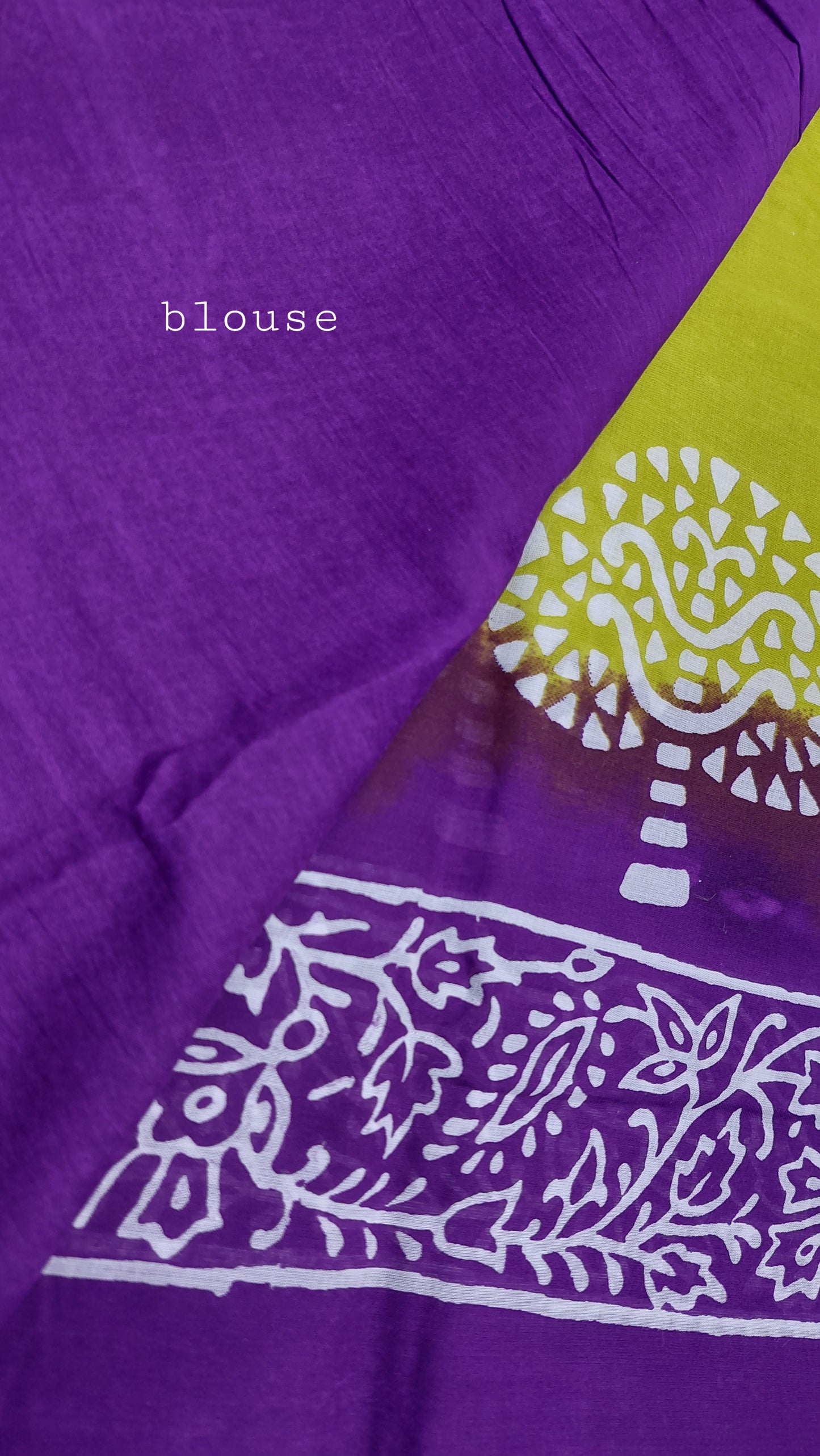 GREEN & PURPLE BLOCK PRINT SAREE