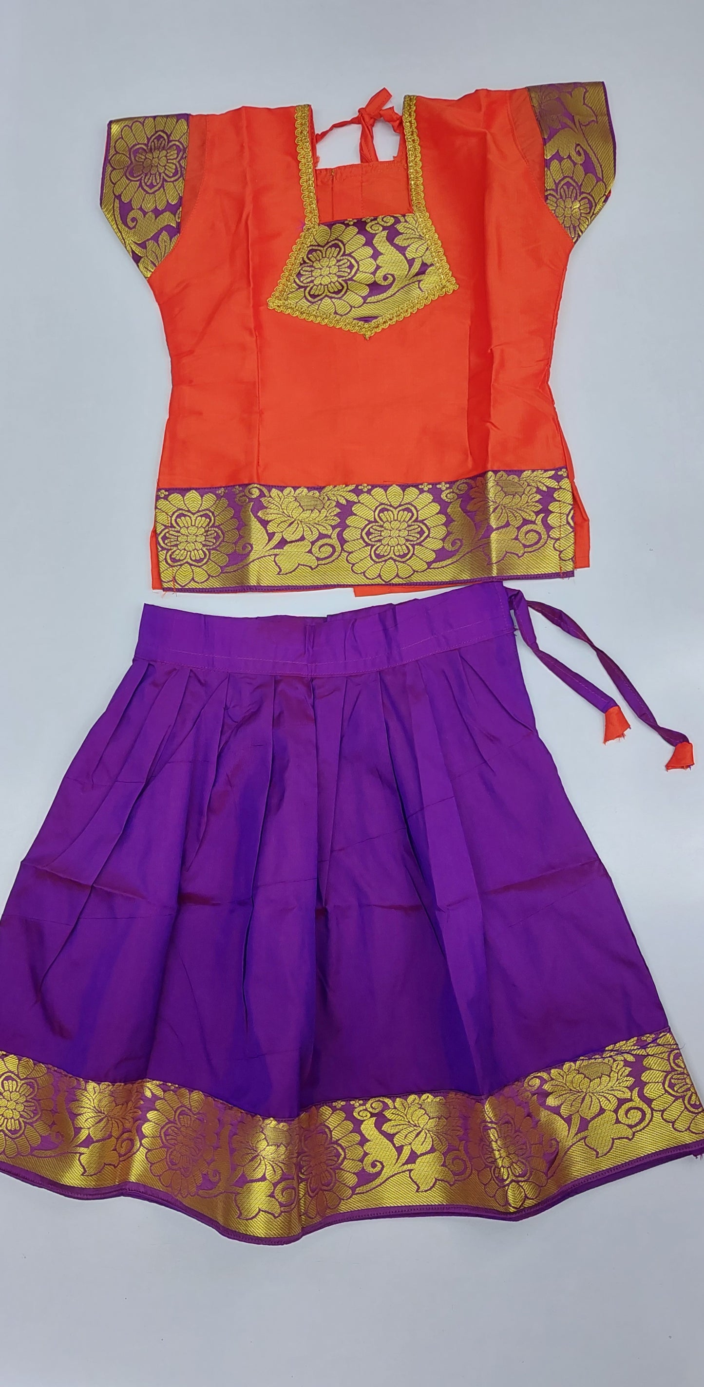 ORANGE & PURPLE BLOUSE & SKIRT பாவாடை சட்டை