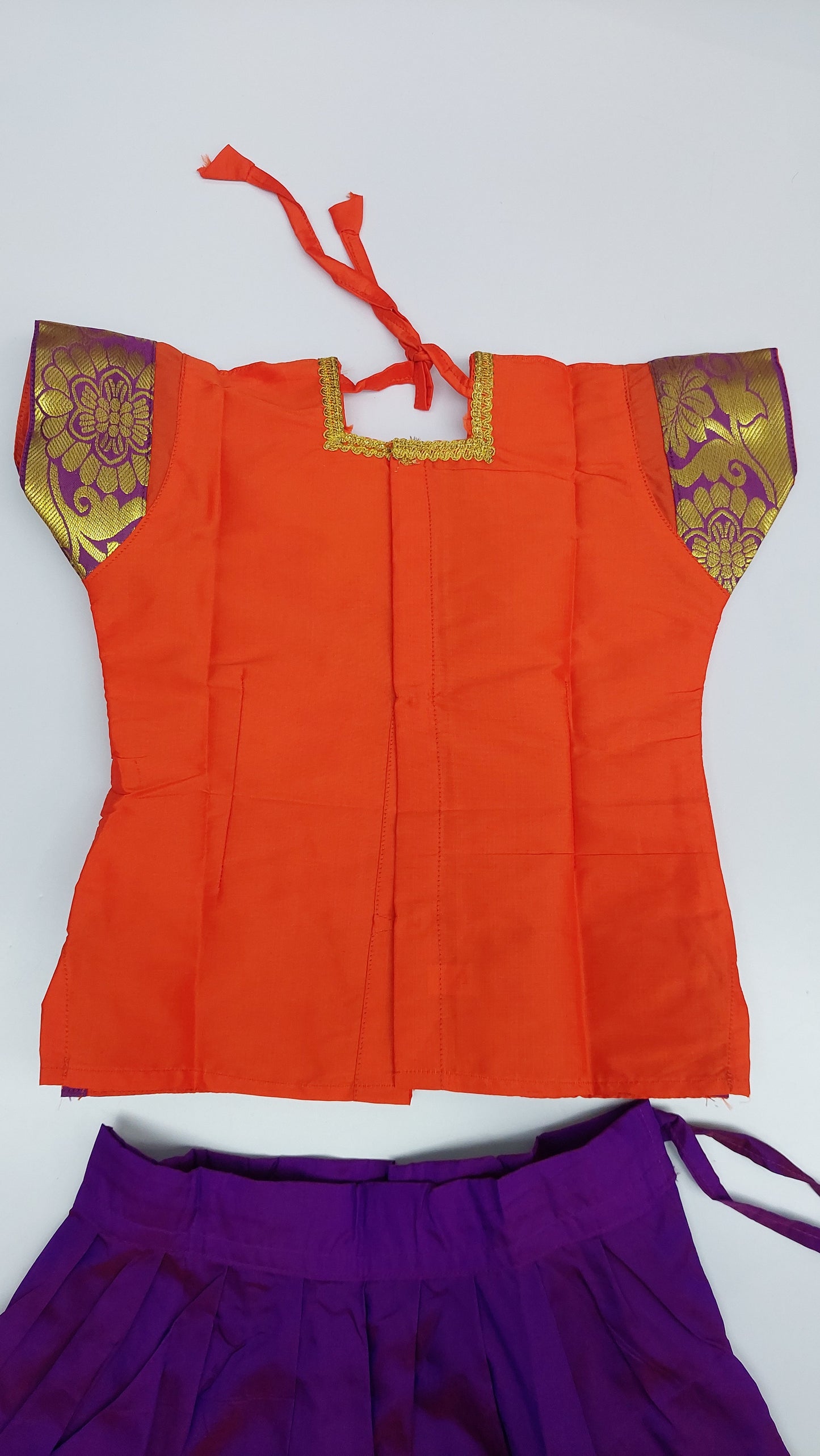 ORANGE & PURPLE BLOUSE & SKIRT பாவாடை சட்டை