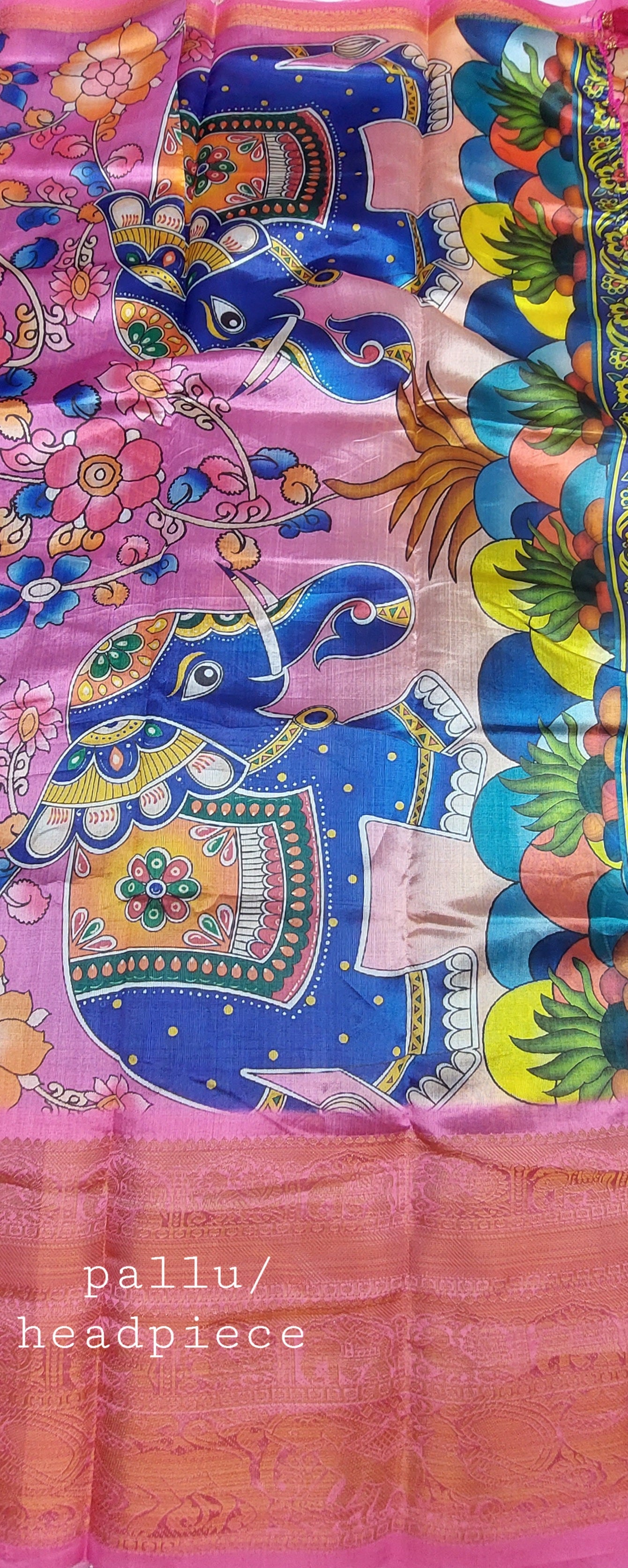 PEACH & PINK PRINTED ORGANZA SAREE