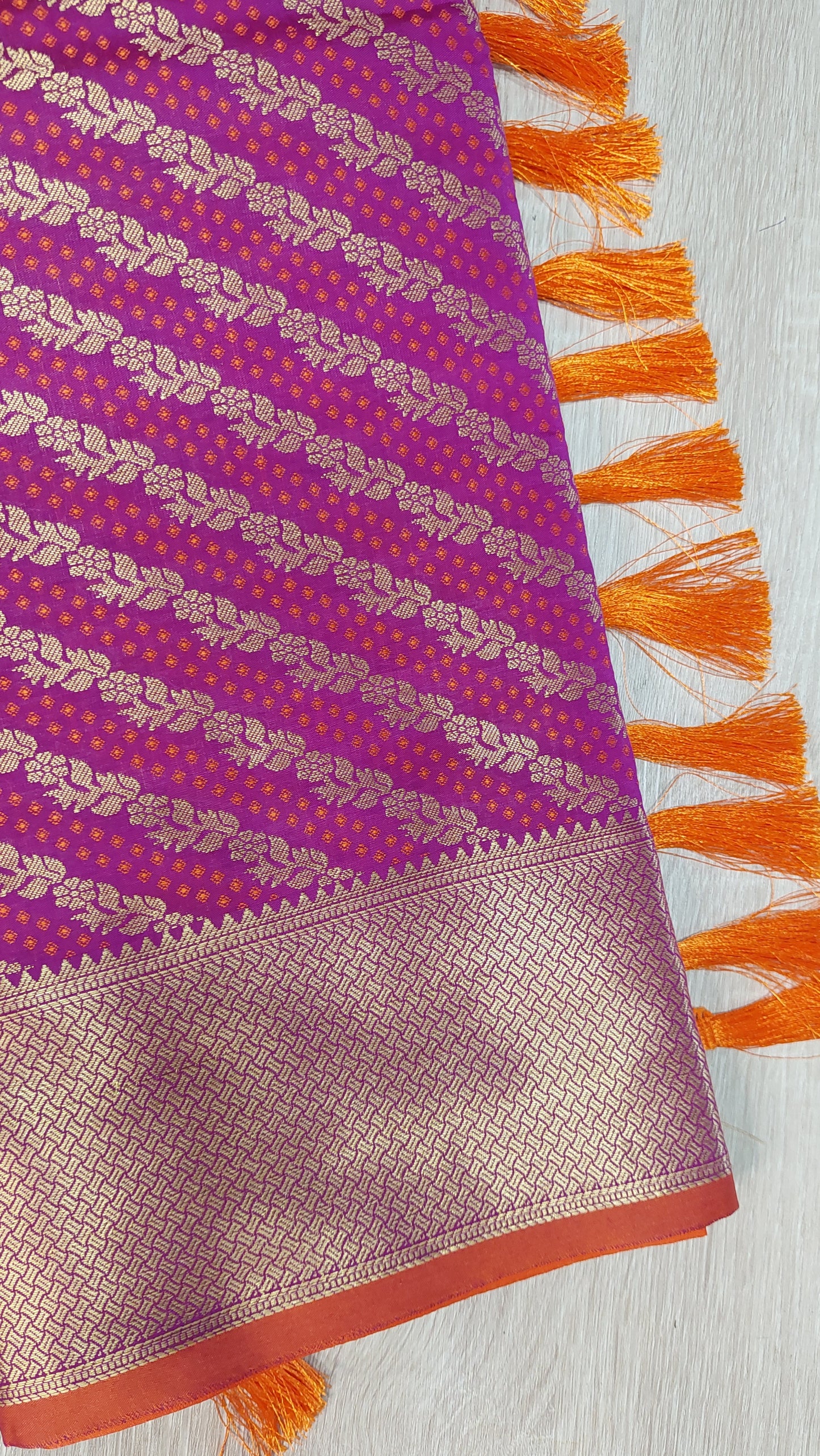 PINK & ORANGE SILK COTTON
