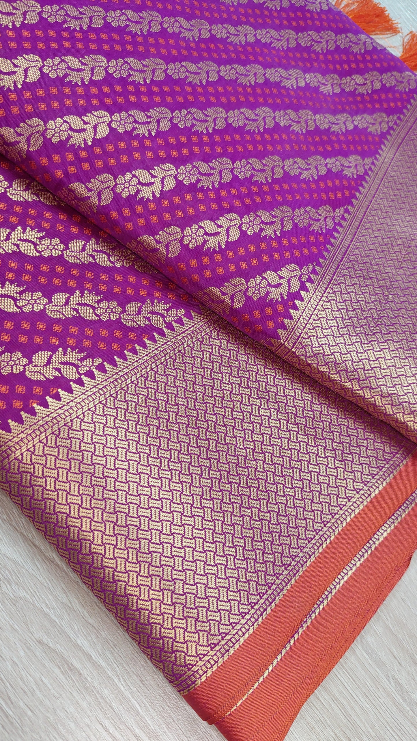 PINK & ORANGE SILK COTTON
