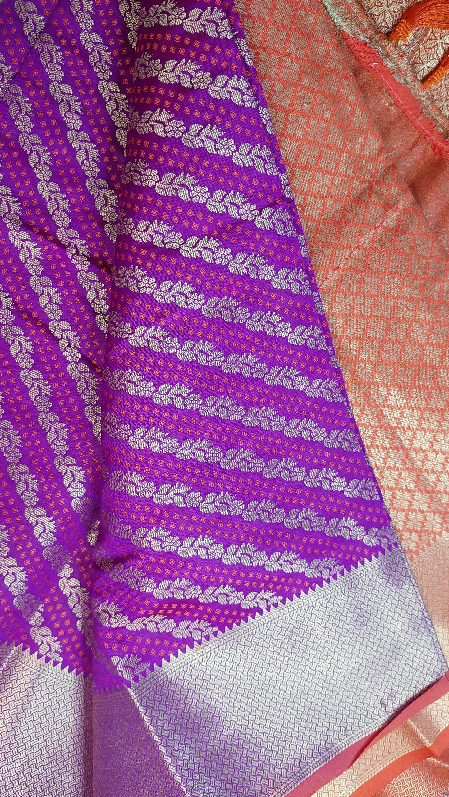 PINK & ORANGE SILK COTTON