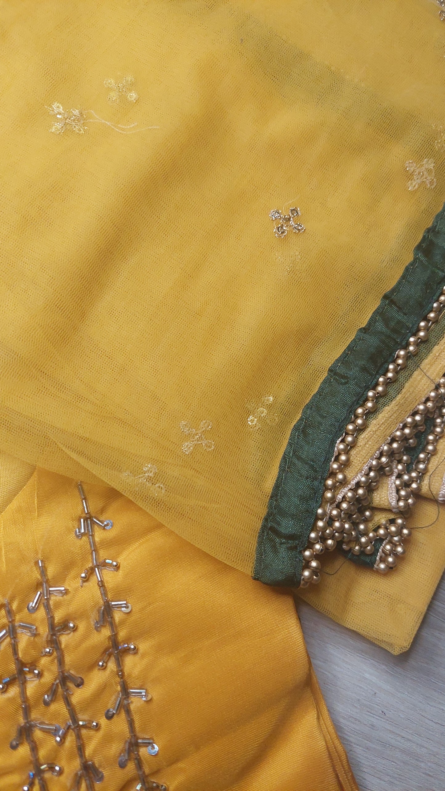 YELOW & GREEN TOP, GHAGHARA & DUPATTA