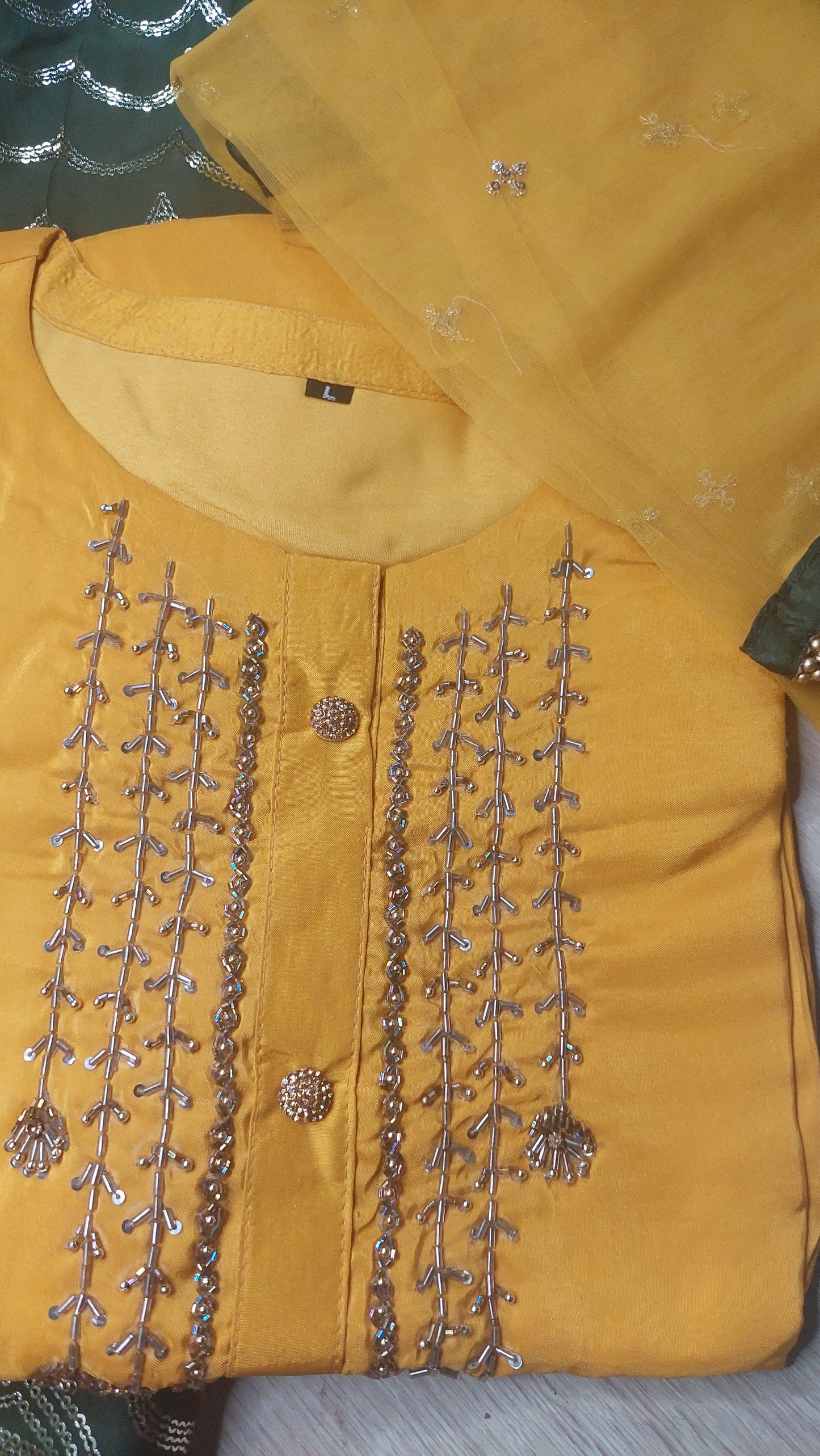 YELOW & GREEN TOP, GHAGHARA & DUPATTA