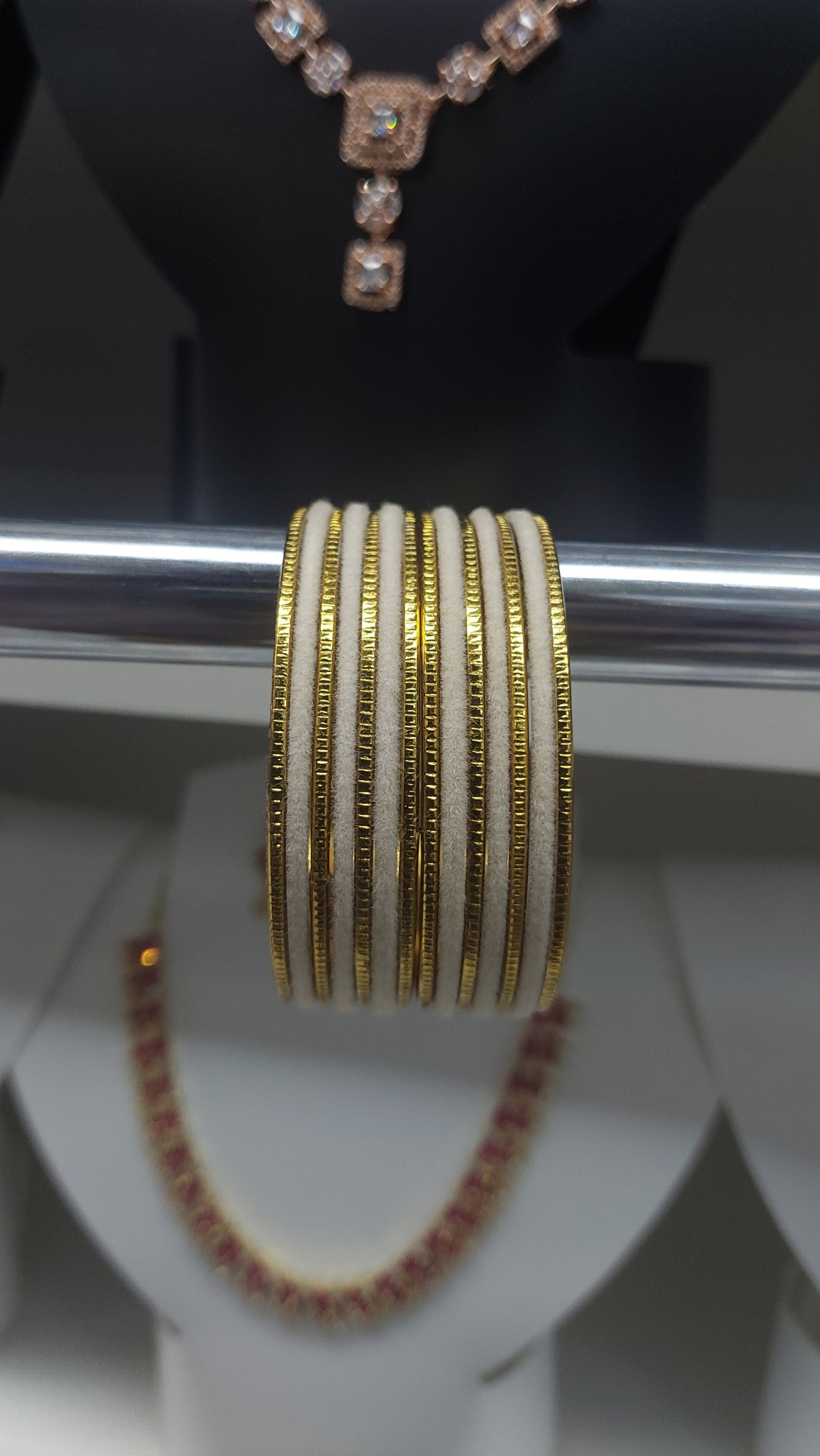 OFF WHITE LATTE & GOLD BANGLE SET