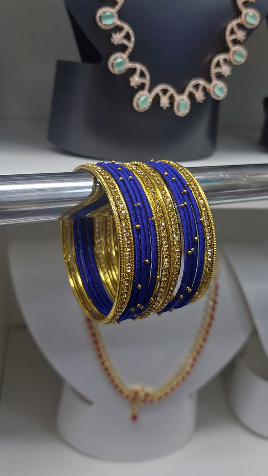 ROYAL BLUE AND ANTIQUE GOLD BANGLE SET