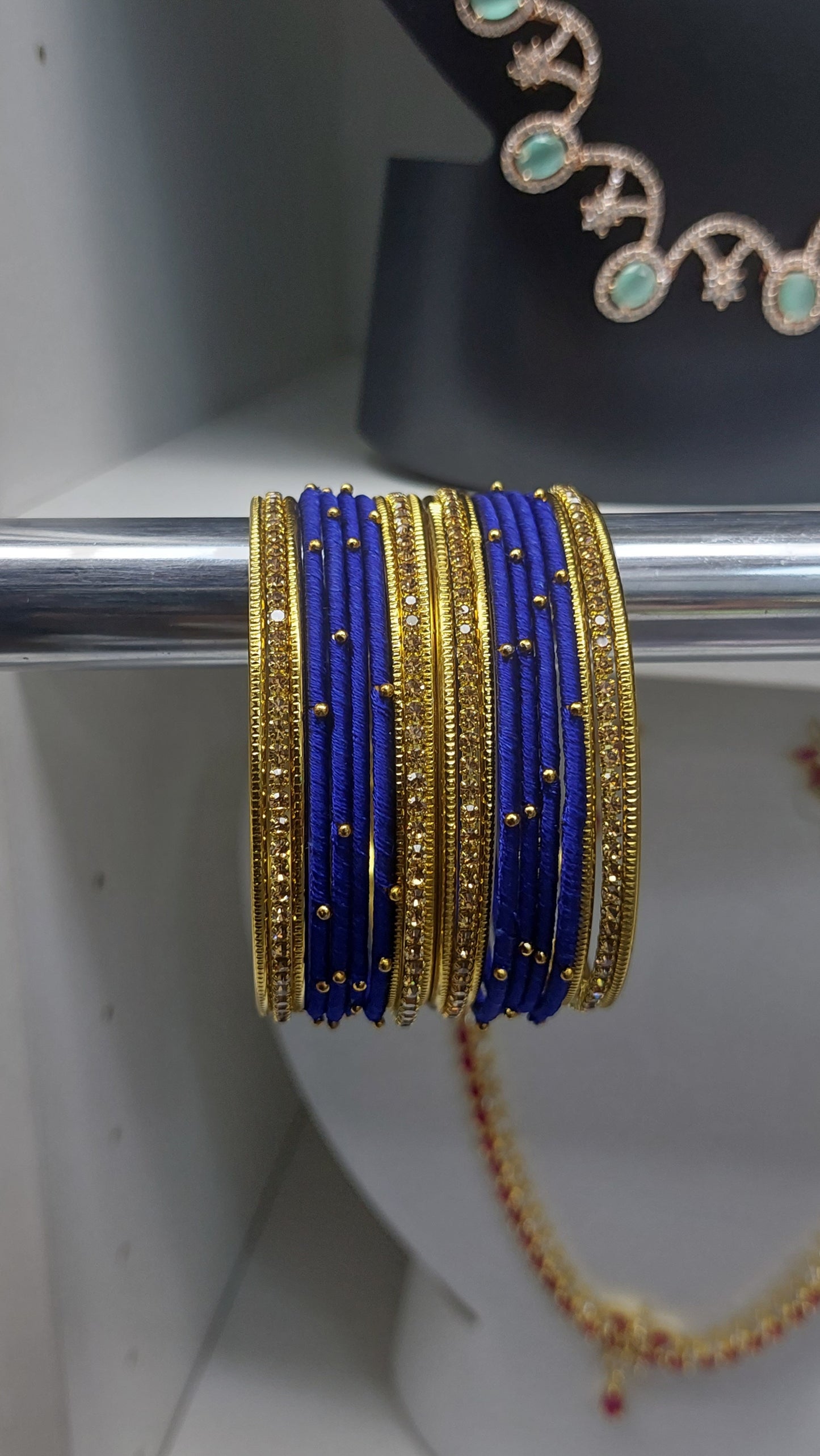 ROYAL BLUE AND ANTIQUE GOLD BANGLE SET
