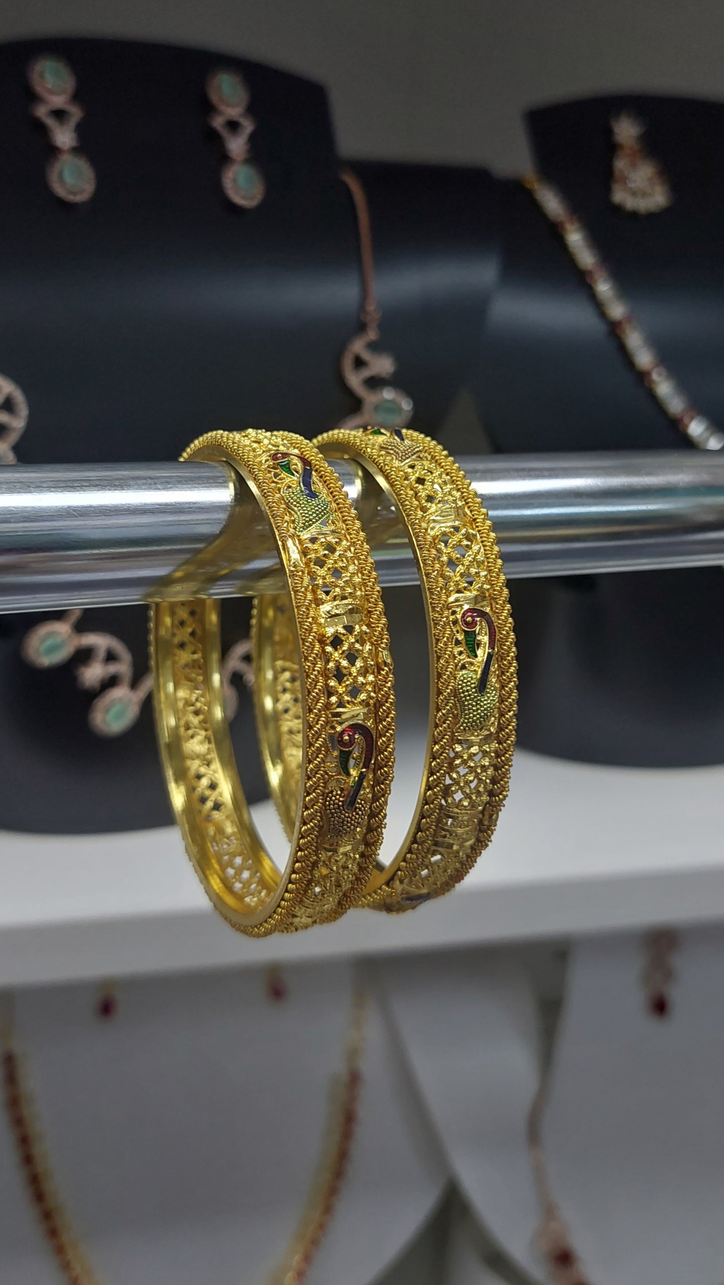 YELLOW GOLD ALL GOLD BANGLES (PAIR)