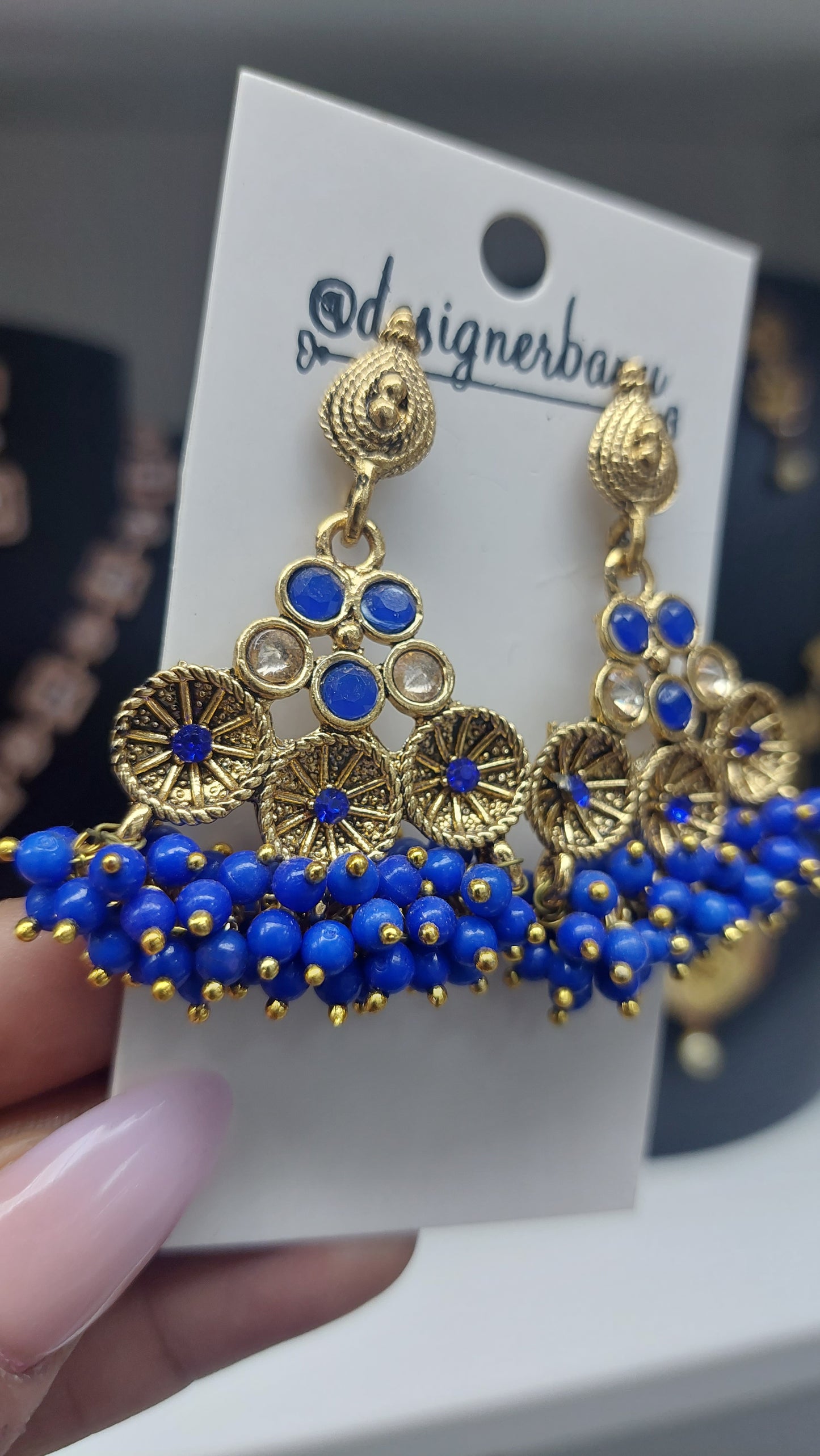 GOLD & BLUE FASHION EARRINGS E0089