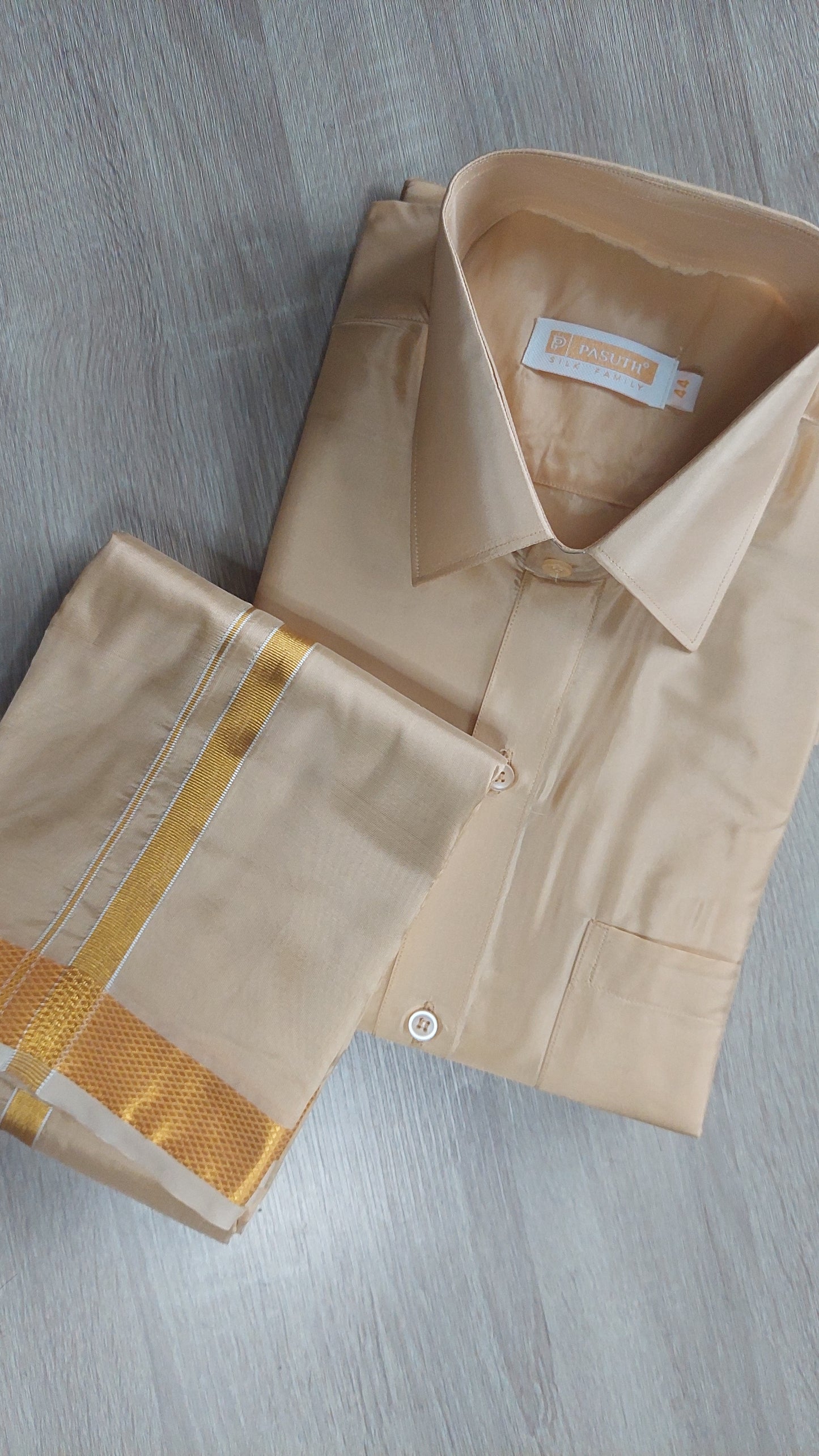 CHAMPAGNE GOLD VESTI & SHIRT