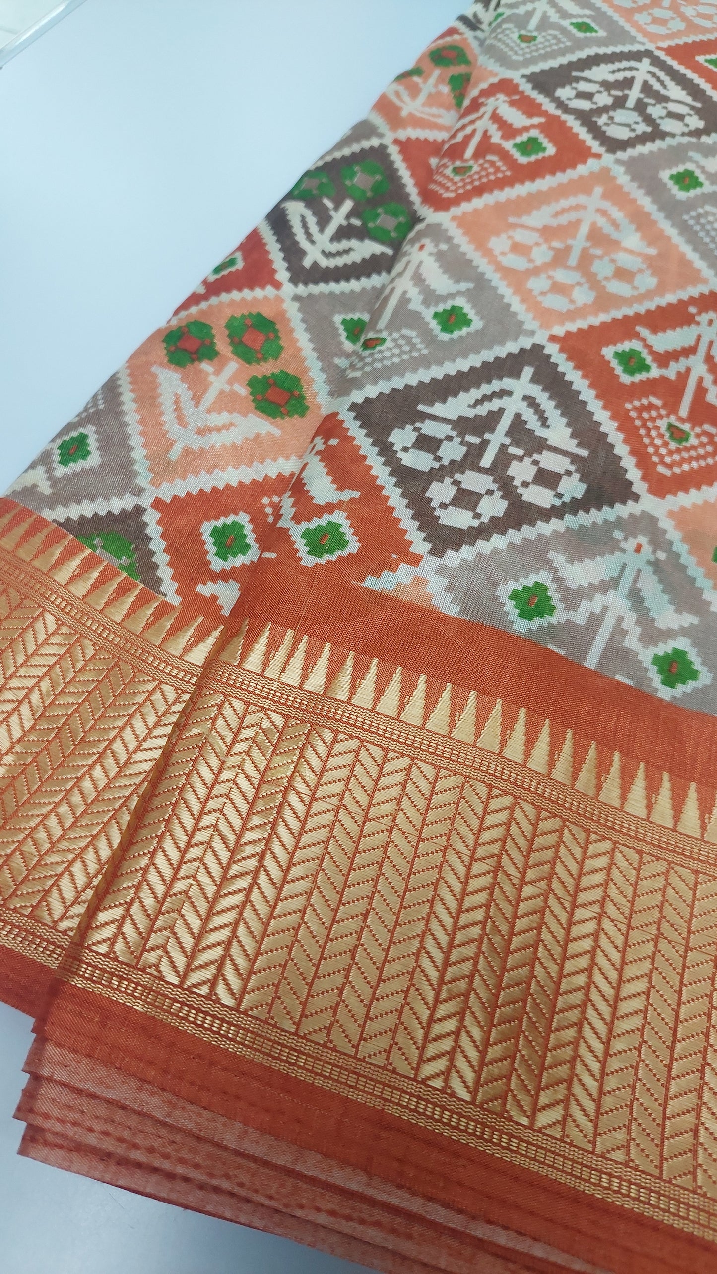 IKKAT SAREE (ORANGE)