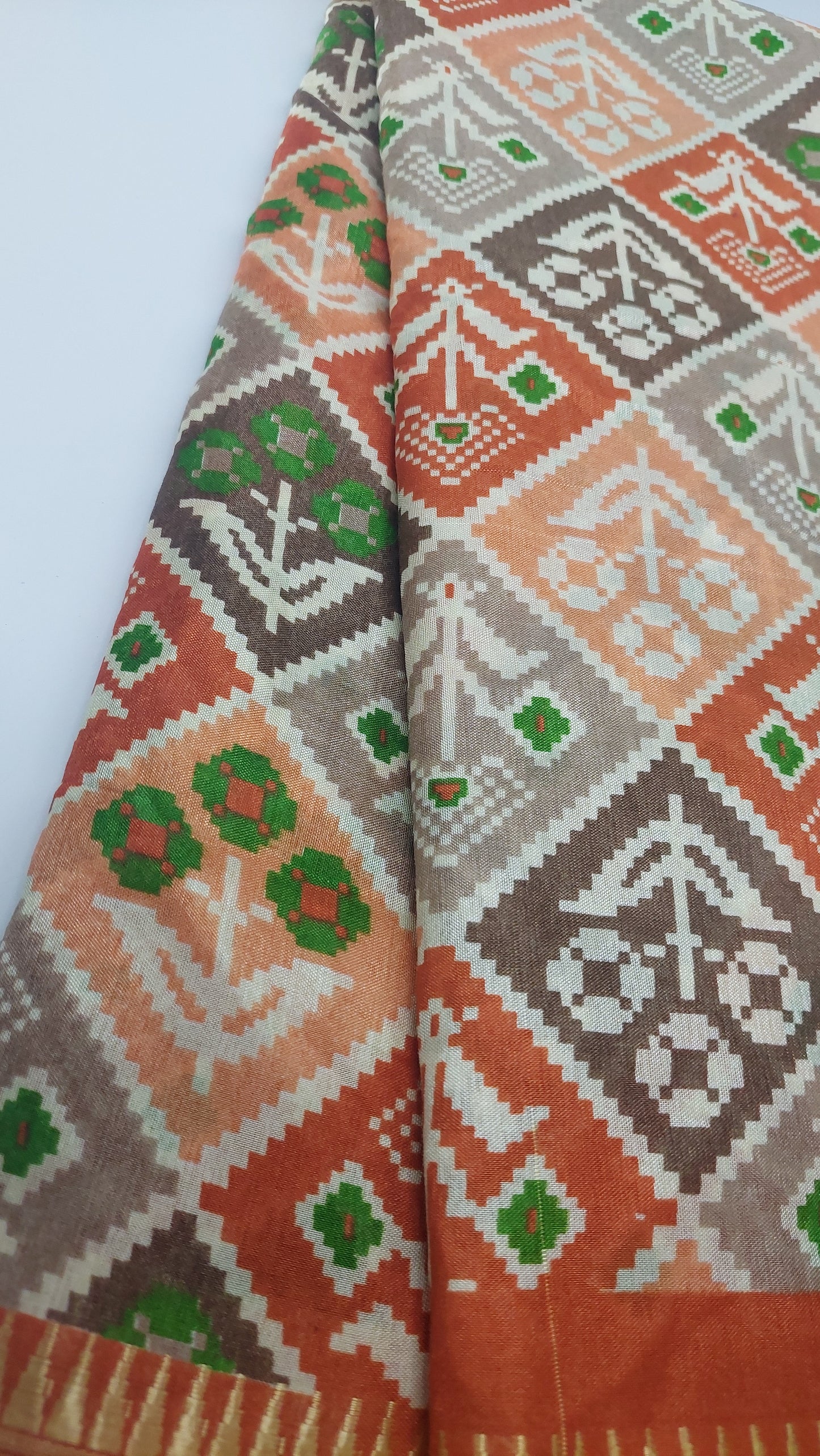 IKKAT SAREE (ORANGE)